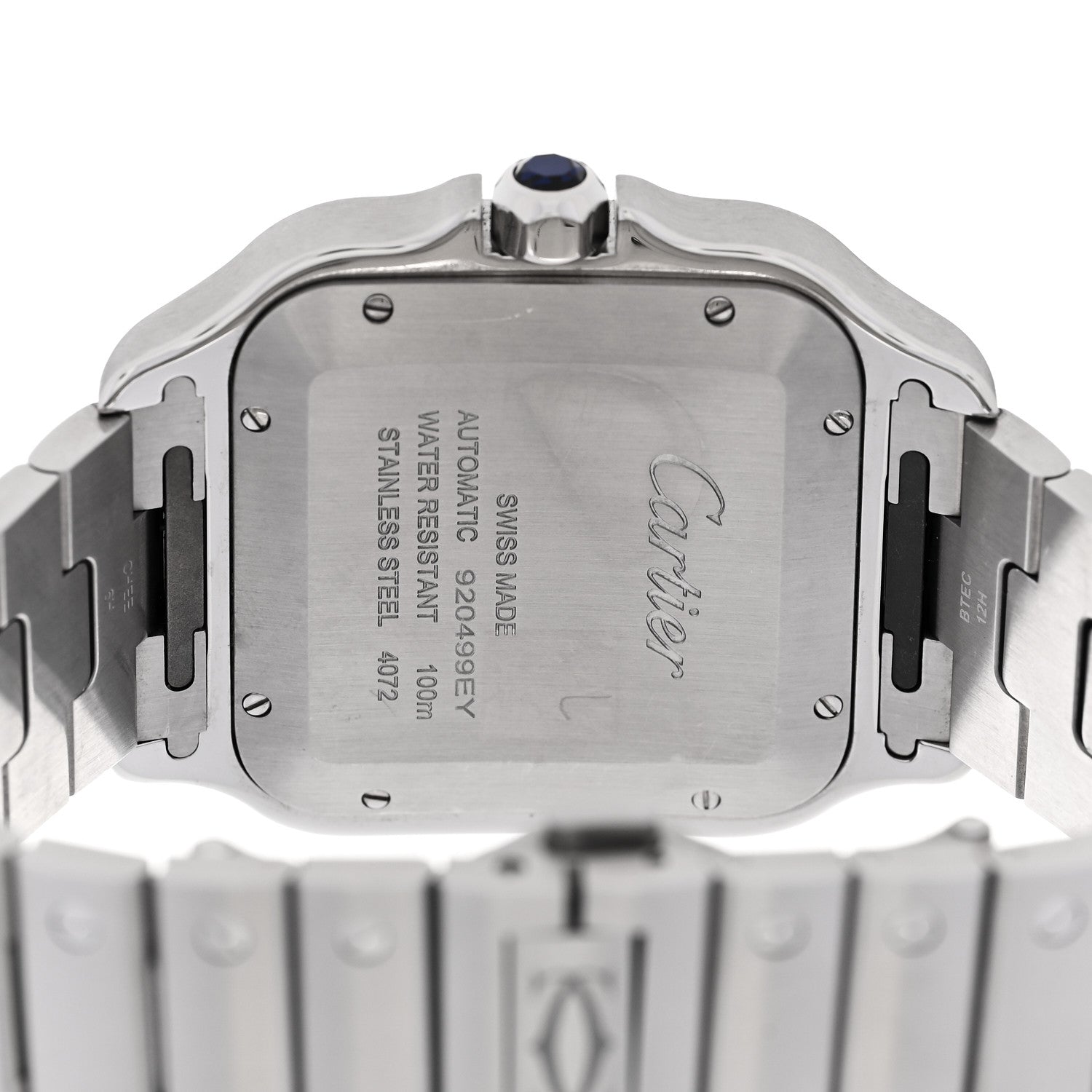 Stainless Steel Alligator 39.8mm Santos De Cartier Automatic Watch Blue — view 4