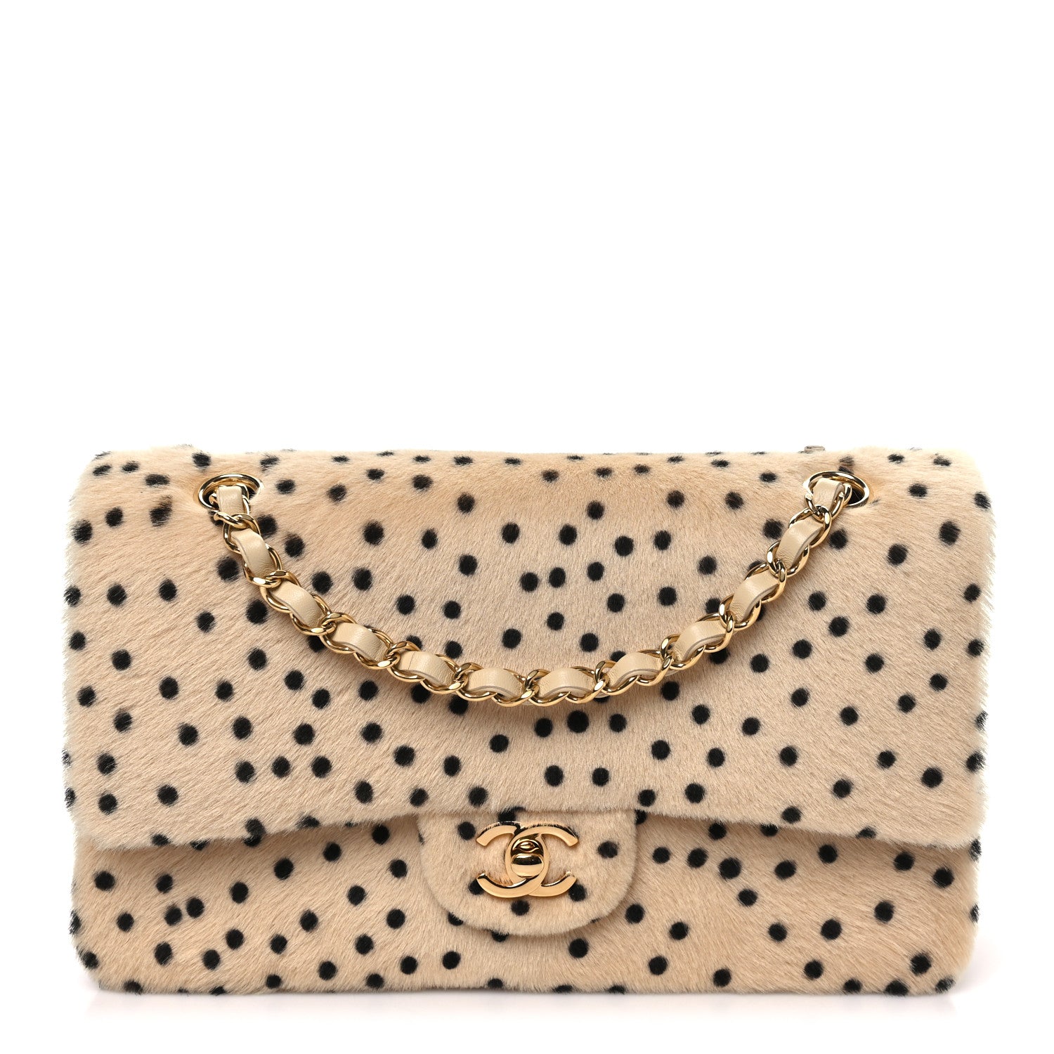 Pony Hair Cheetah Printed Creative Fabrics Flap Light Beige Black