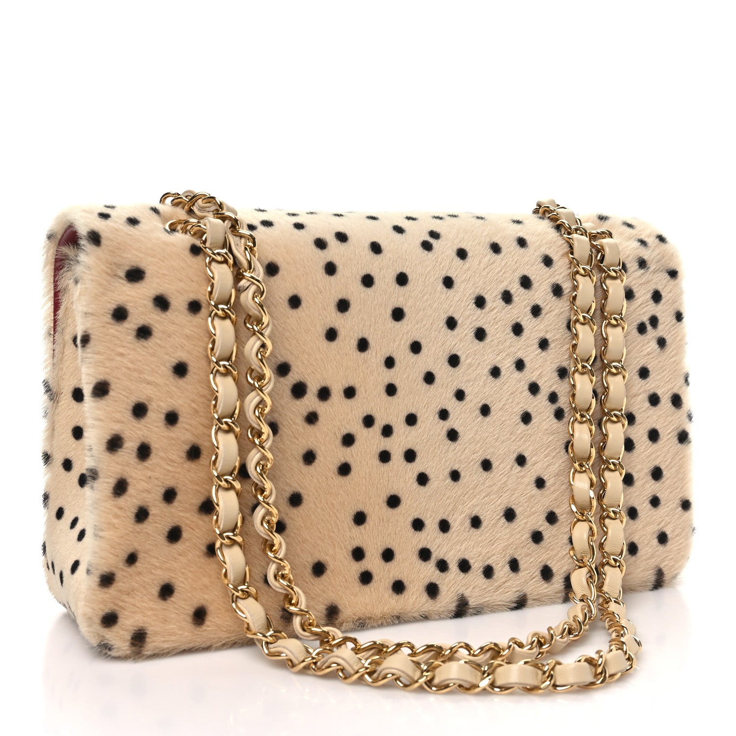 Pony Hair Cheetah Printed Creative Fabrics Flap Light Beige Black — view 3