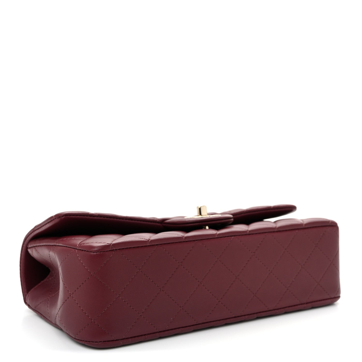 Lambskin Quilted Top Handle East West Flap Dark Burgundy — view 4