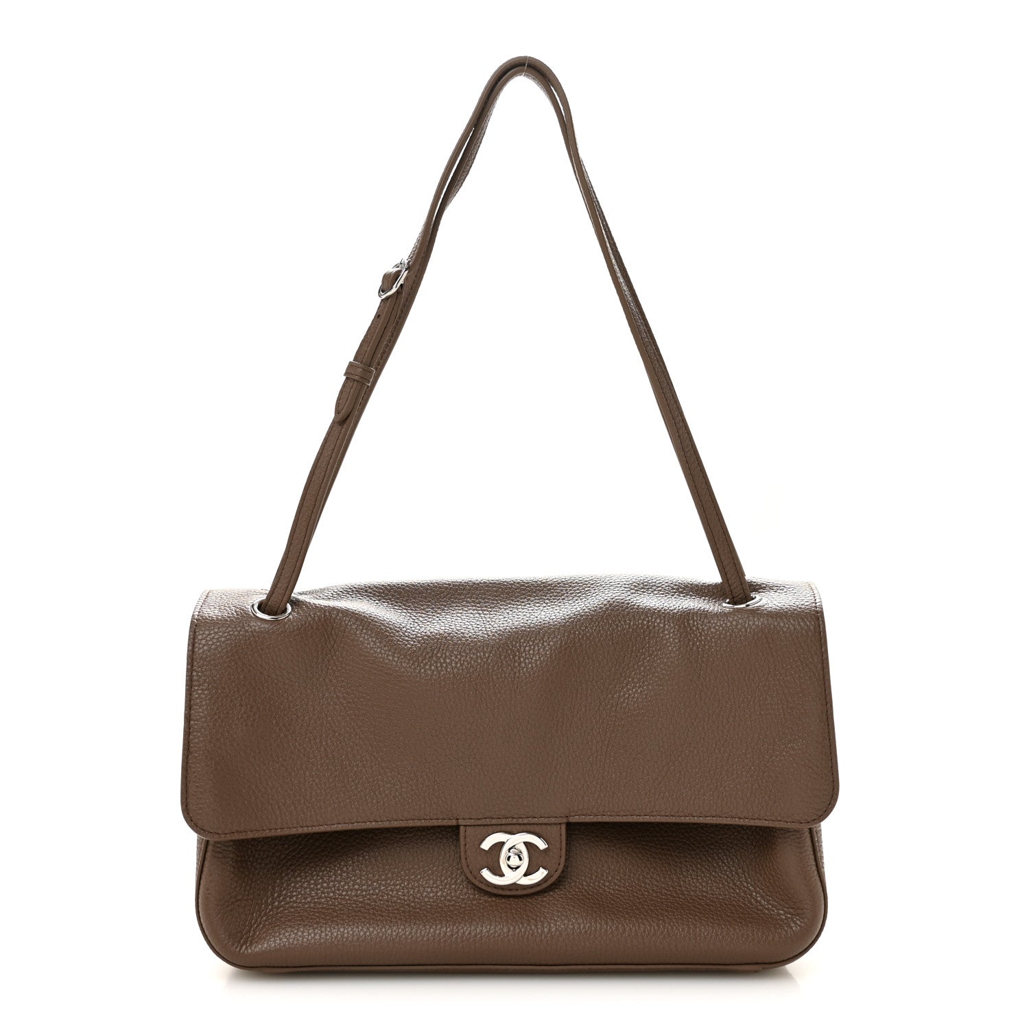 Grained Calfskin Small Souplissimo Maxi Flap Light Brown