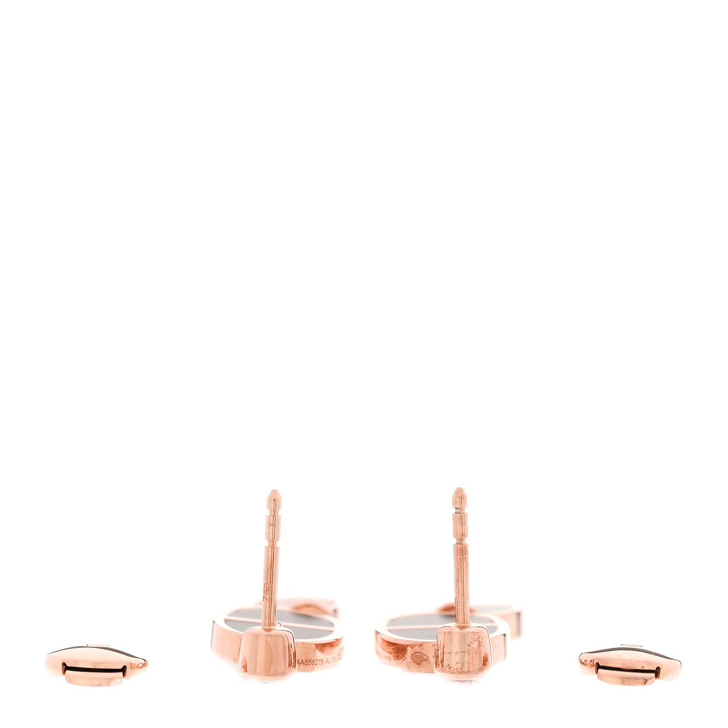 18K Rose Gold Ceramic Diamond Chaine D'Ancre Verso Dangle Earrings Black White — view 3