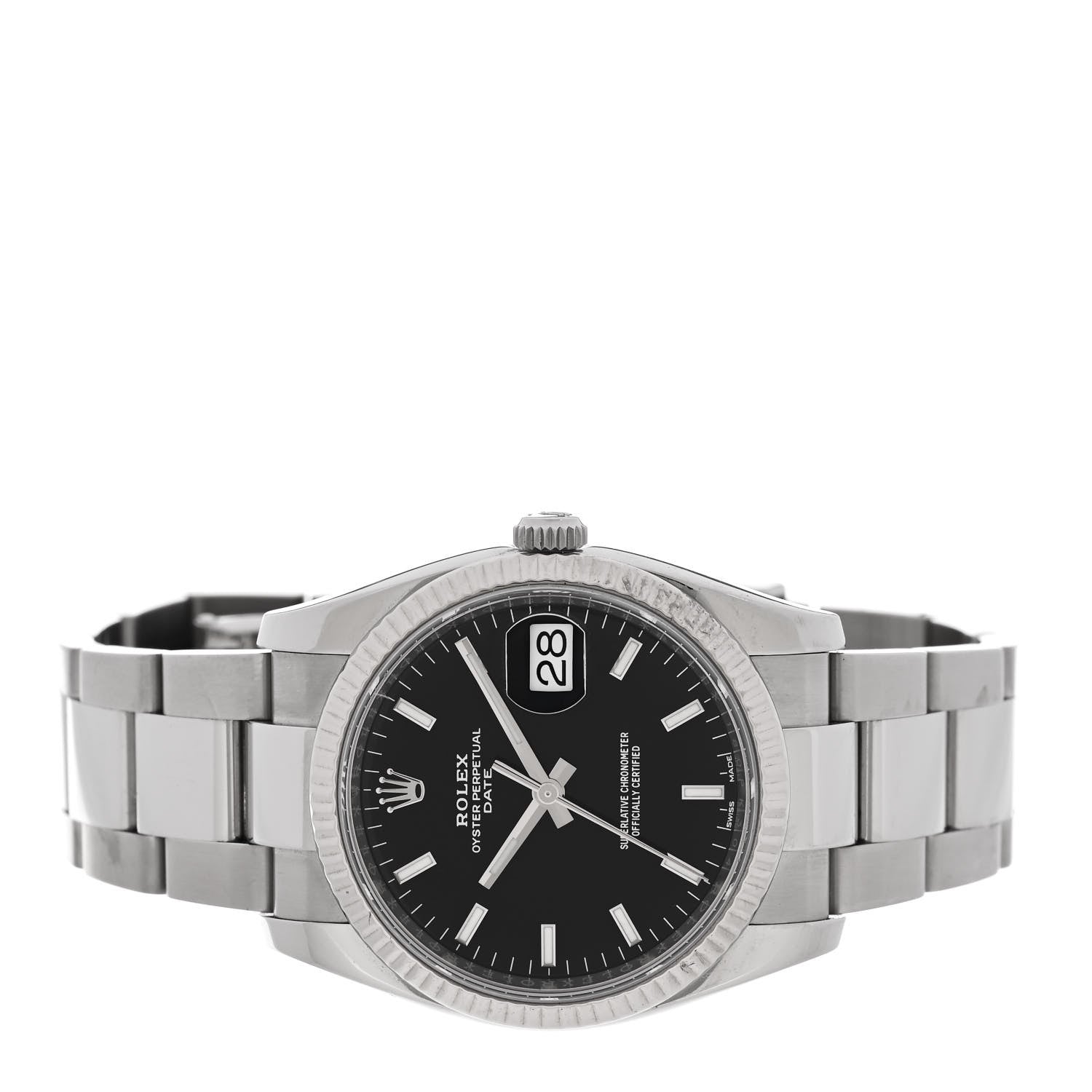 Stainless Steel 18K White Gold 34mm Oyster Perpetual Datejust Watch Black 115234 — view 2