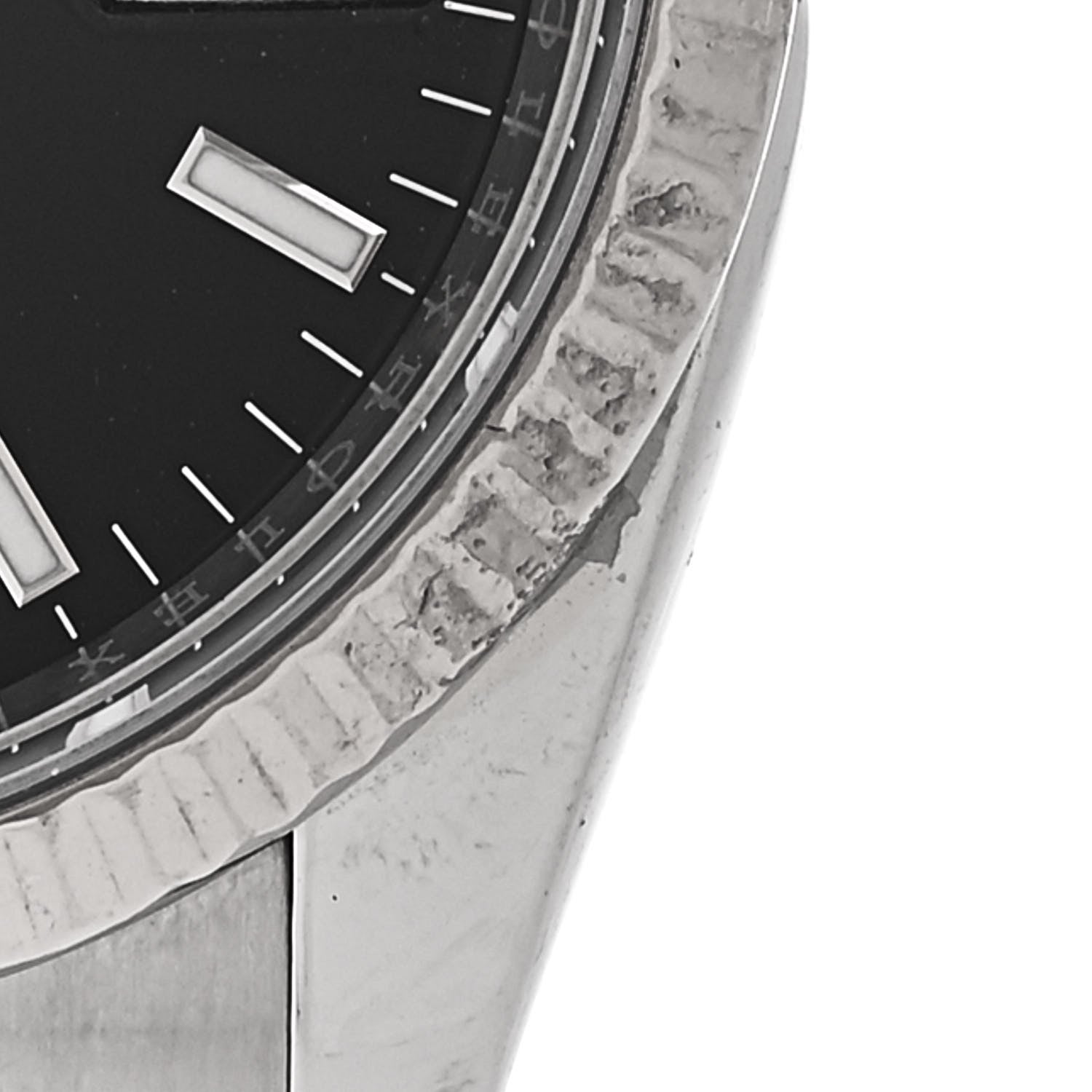 Stainless Steel 18K White Gold 34mm Oyster Perpetual Datejust Watch Black 115234 — view 5