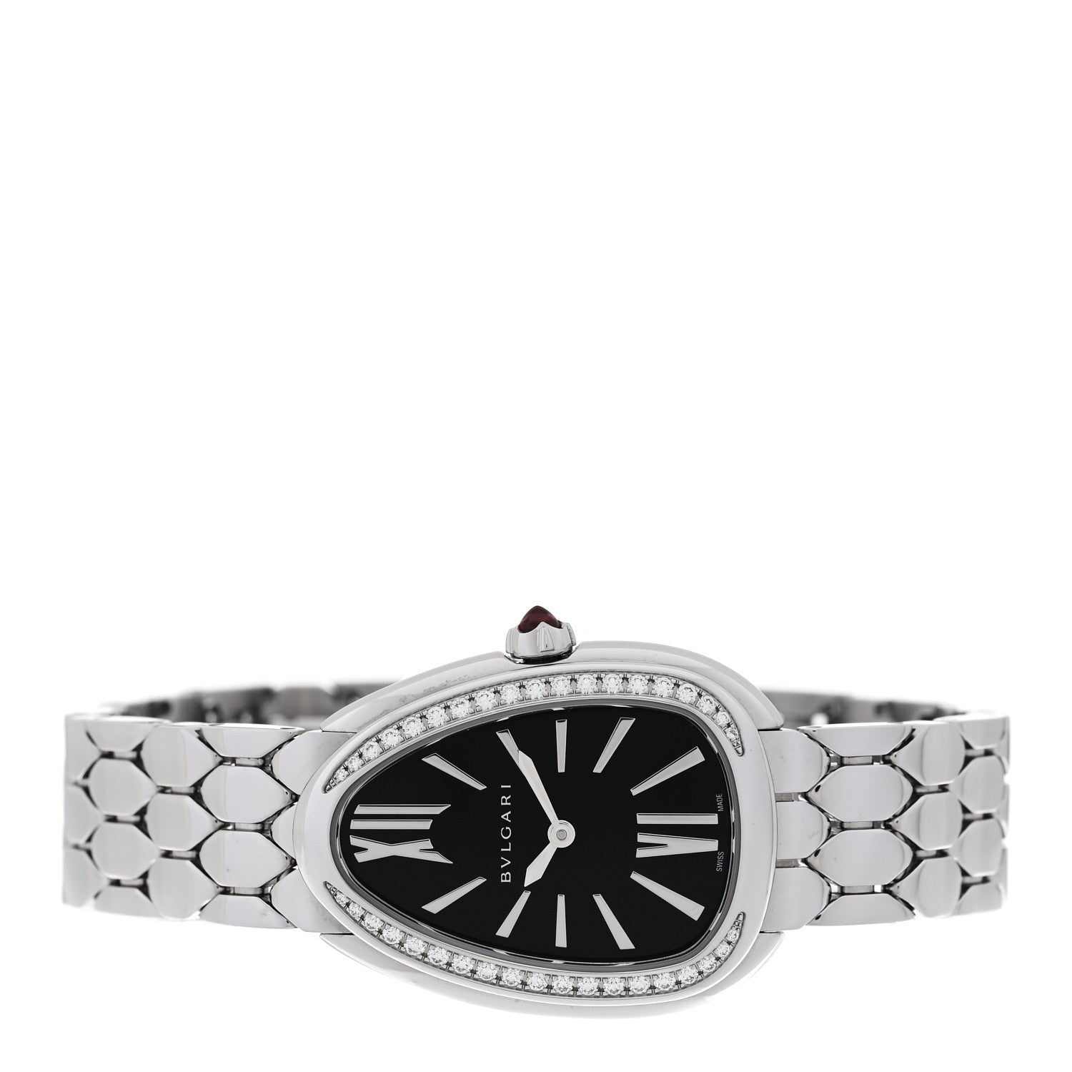 Stainless Steel Diamond Bezel 25mm Serpenti Seduttori Quartz Watch Black — view 2