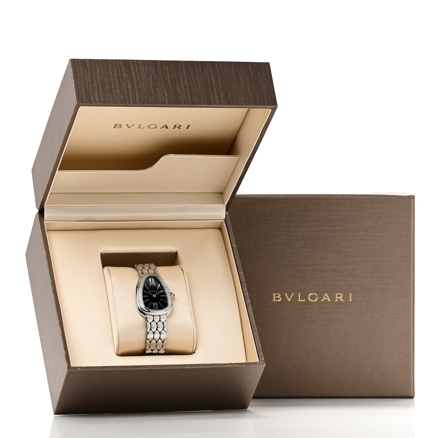 Stainless Steel Diamond Bezel 25mm Serpenti Seduttori Quartz Watch Black — view 5