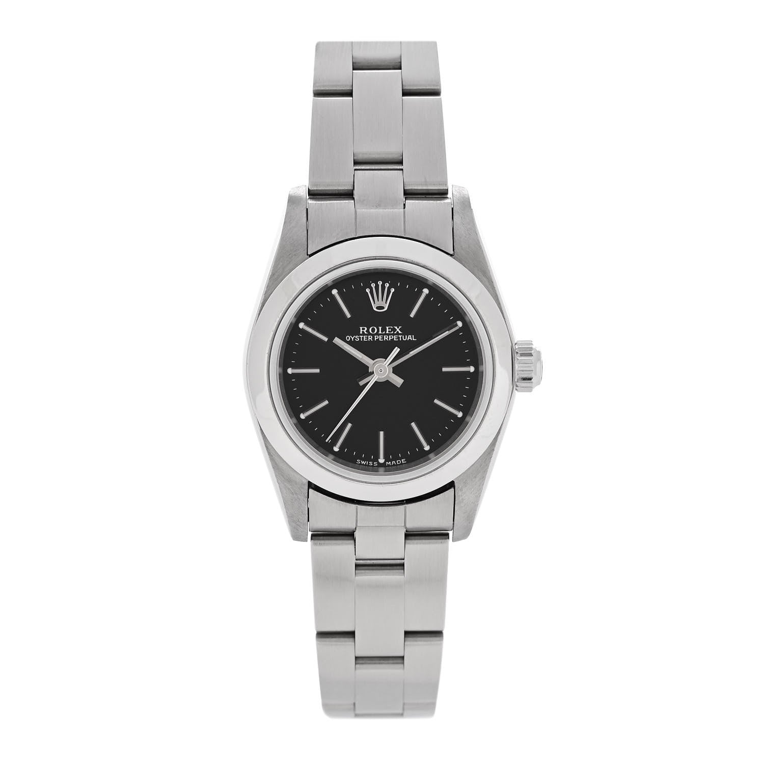 Stainless Steel 24mm Oyster Perpetual Watch Black 76080