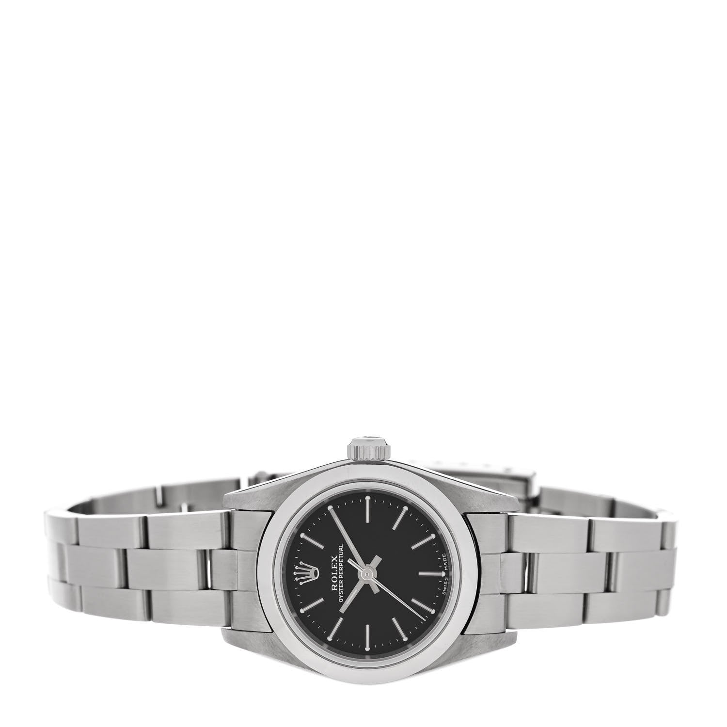 Stainless Steel 24mm Oyster Perpetual Watch Black 76080 — view 2