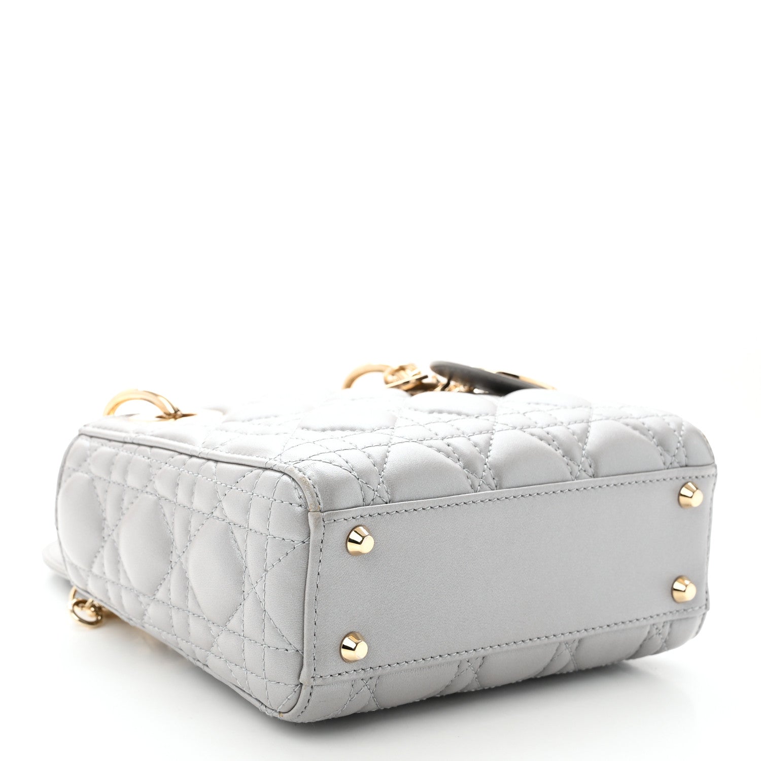 Lambskin Cannage Mini Lady Dior Gray Opaline Gray Opaline — view 4