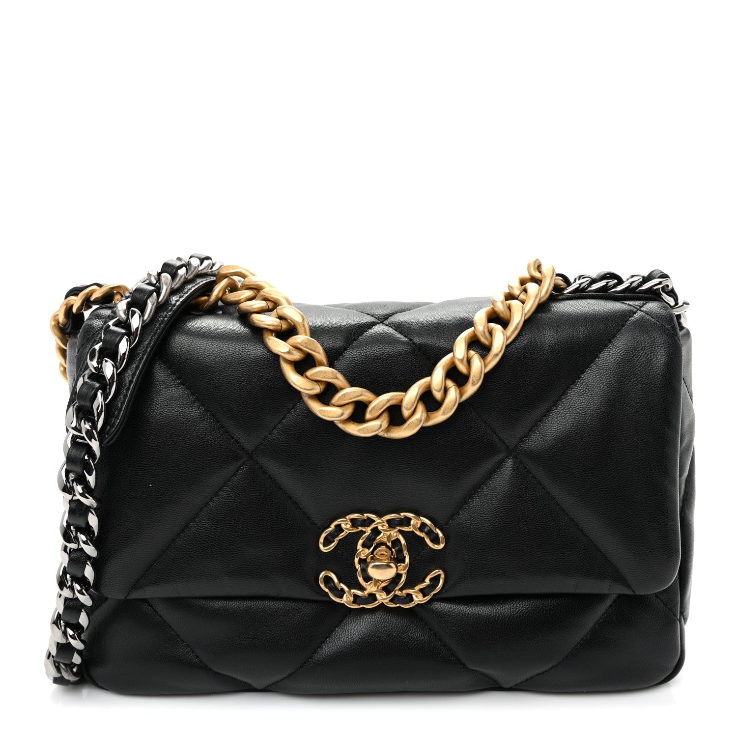 Goatskin Quilted Medium Chanel 19 Flap Black