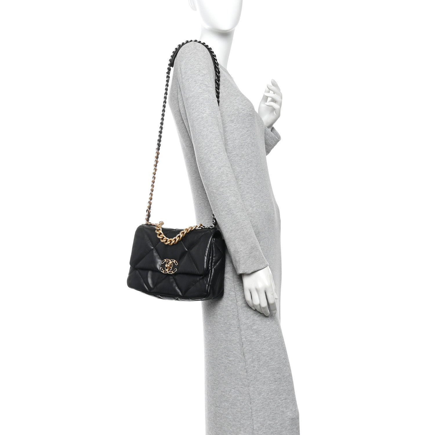 Goatskin Quilted Medium Chanel 19 Flap Black — view 2