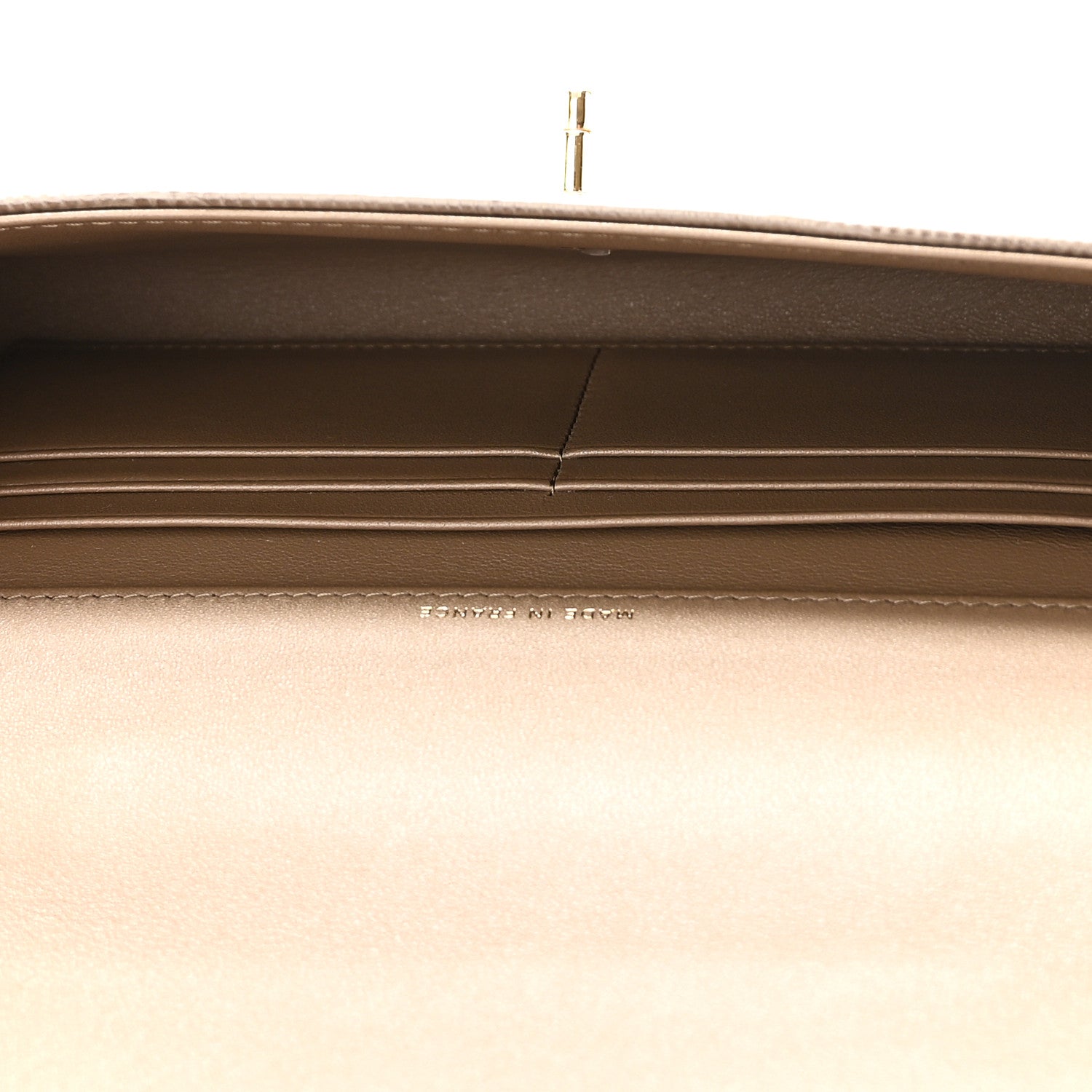 Calfskin Lizard Embossed Top Handle Long Clutch With Chain Dark Khaki — view 5