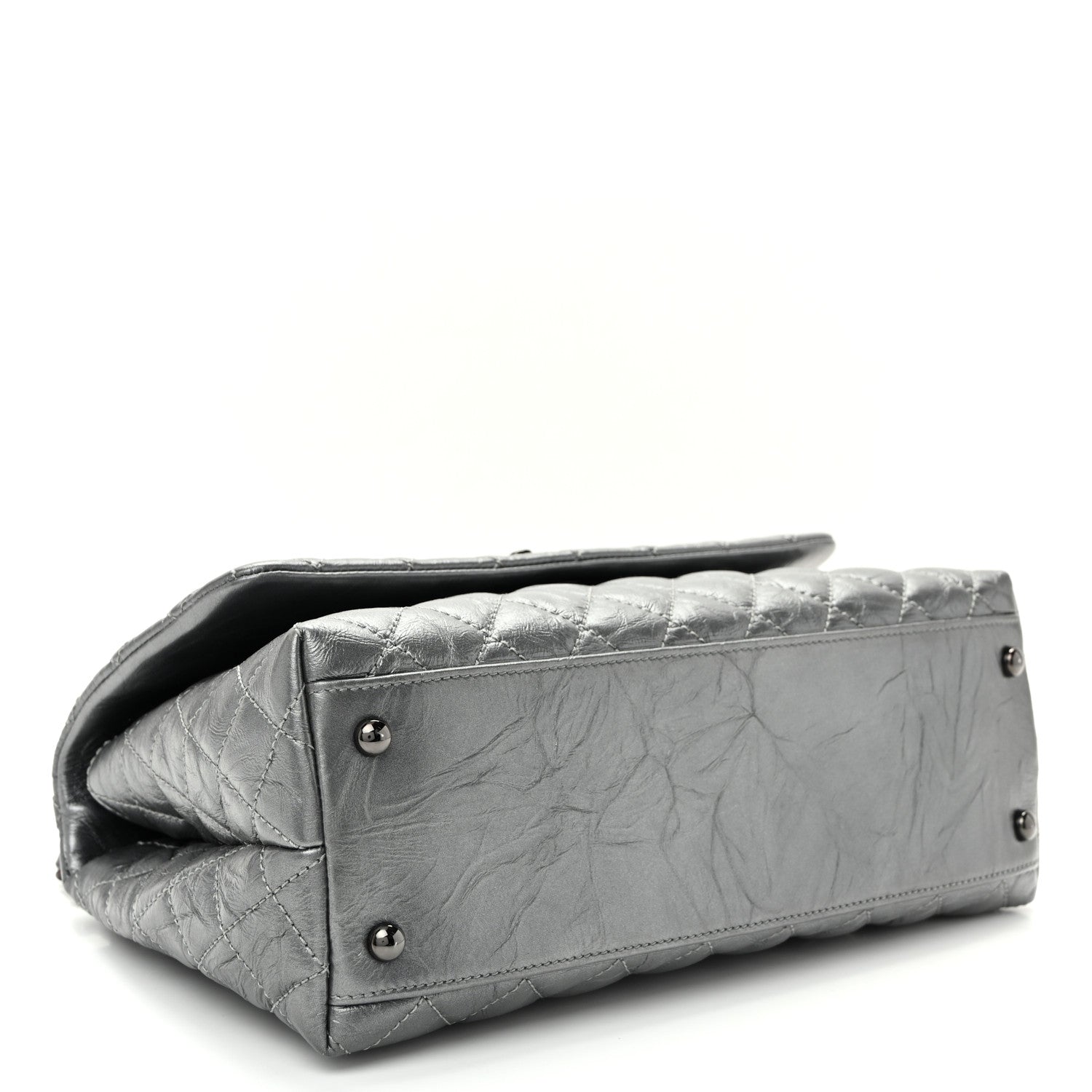 Metallic Aged Calfskin Quilted Small Coco Handle Flap Charcoal — view 4