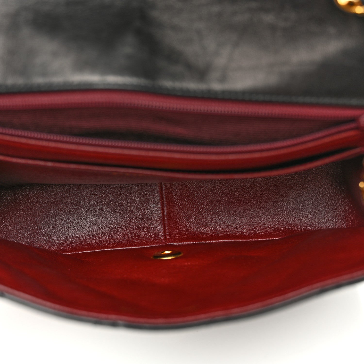 Metallic Aged Calfskin Quilted Small Coco Handle Flap Charcoal — view 5
