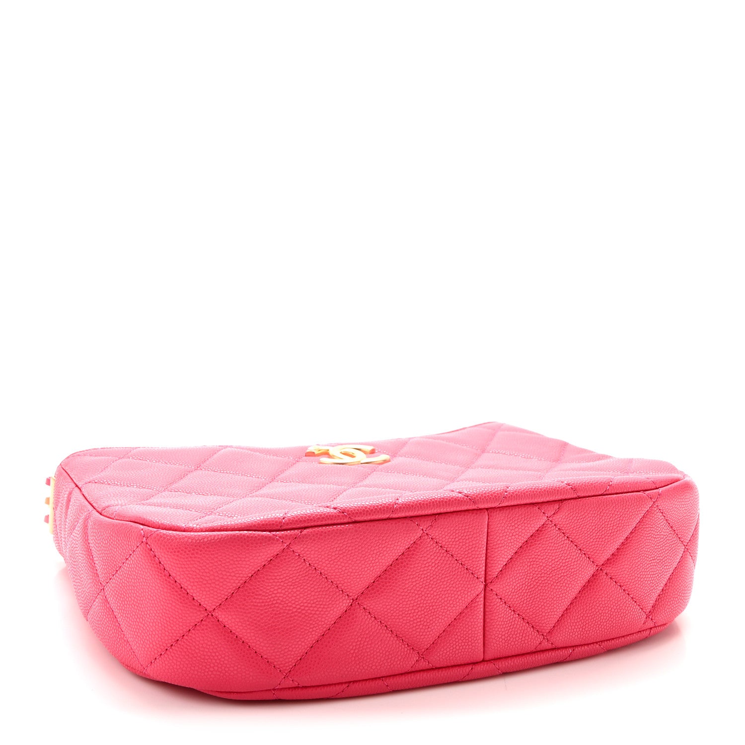 Caviar Quilted Triple Chain Shoulder Bag Pink — view 4