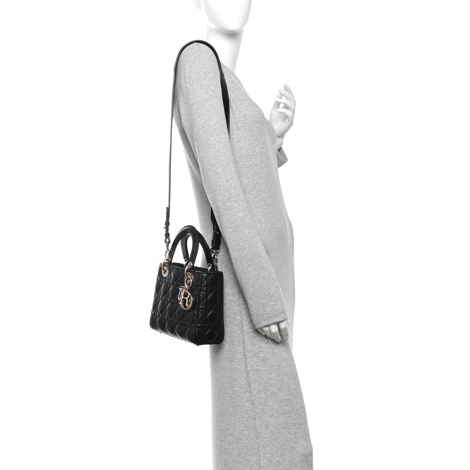 Lambskin Cannage Small Lucky Badges My Lady Dior Black — view 2