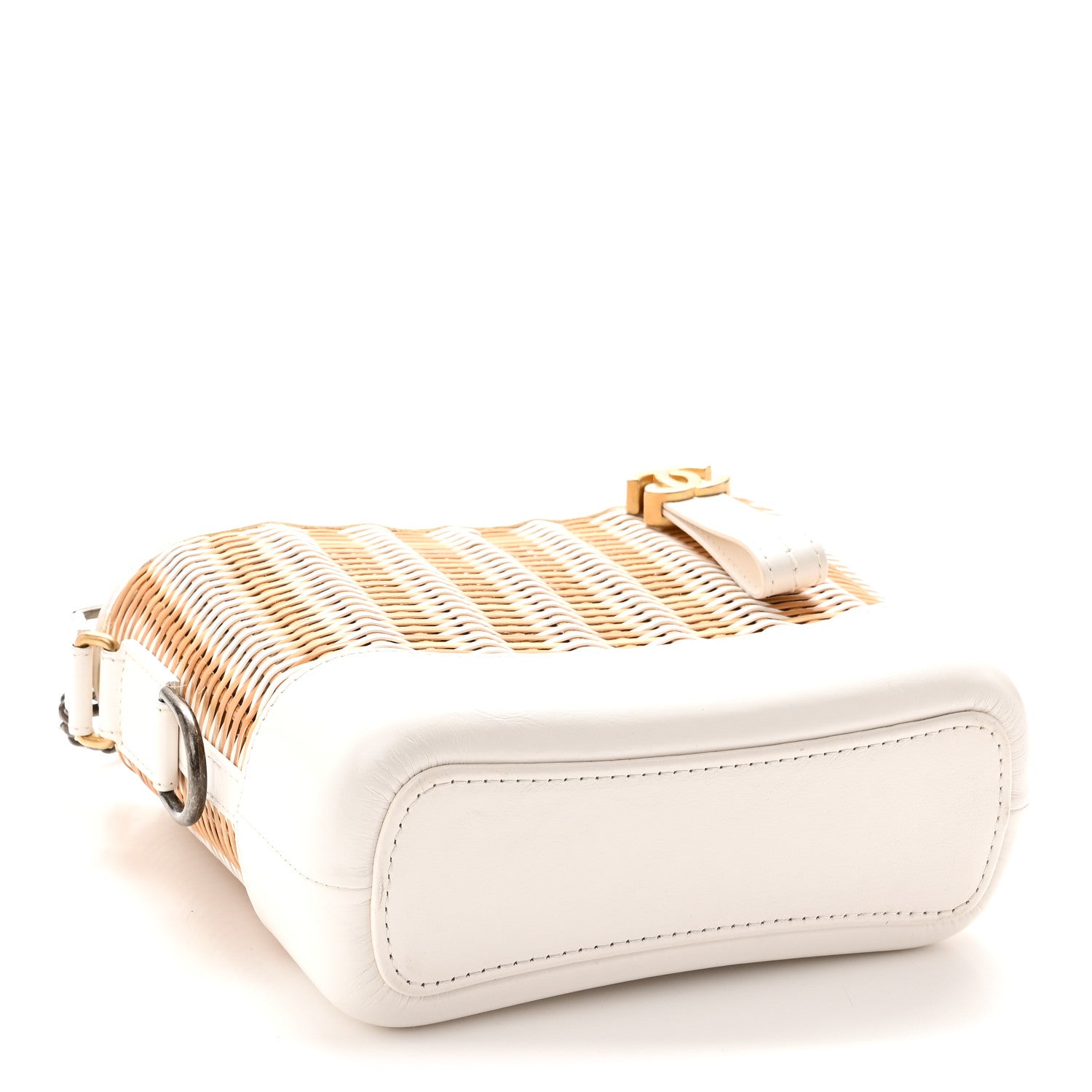 Rattan Calfskin Small Gabrielle Hobo Beige Ivory — view 4