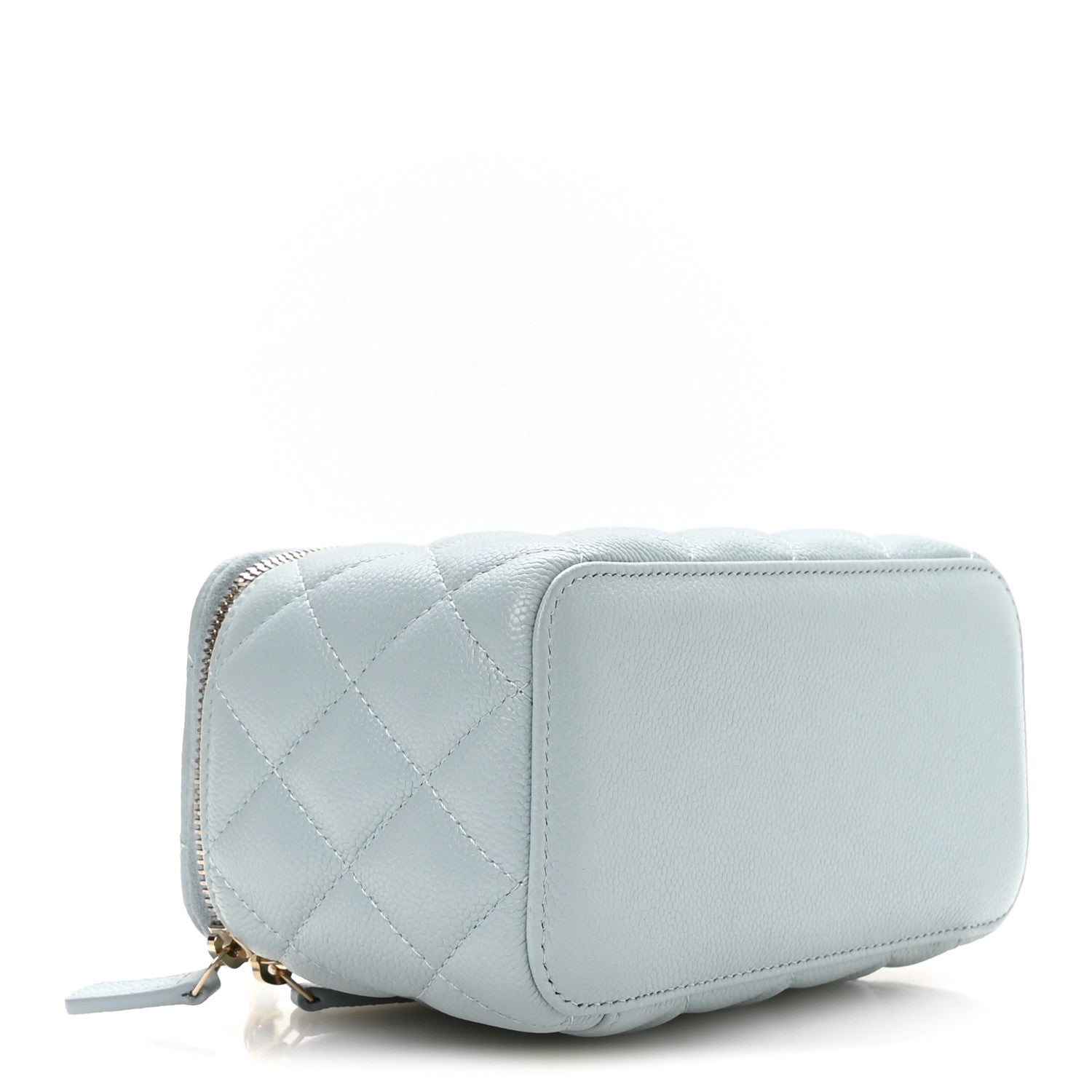 Caviar Quilted Small Tiny CC Vanity Case With Chain Light Blue Light Blue — view 4