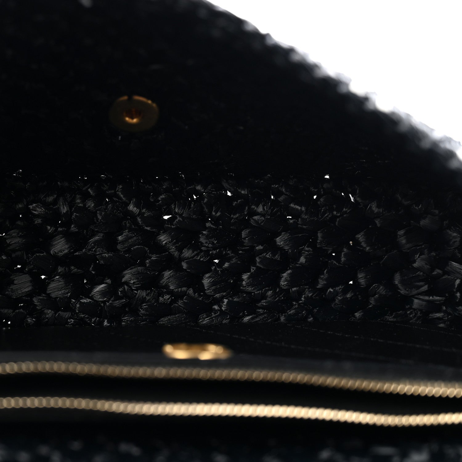 Raffia Effect Medium Tweedy Flap Bag Black White — view 5