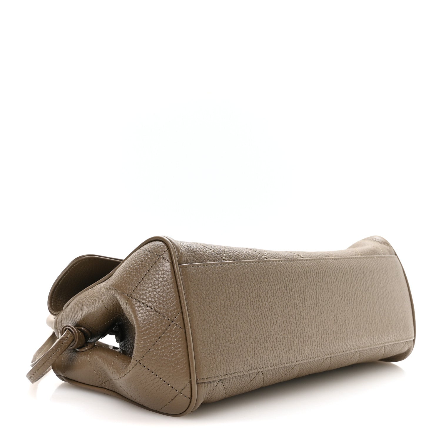 Grained Calfskin Stitched Urban Essentials Small Shopping Bag Dark Khaki — view 4
