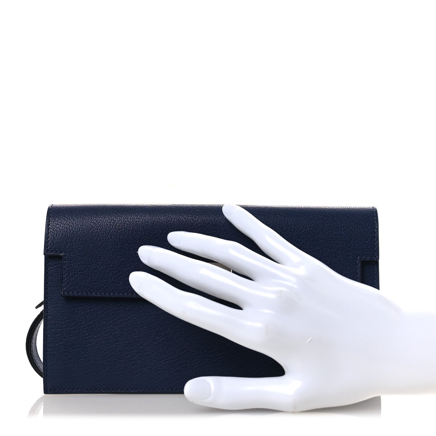 Chevre Chamkila Kelly Pocket Long Wallet Bleu Indigo — view 2