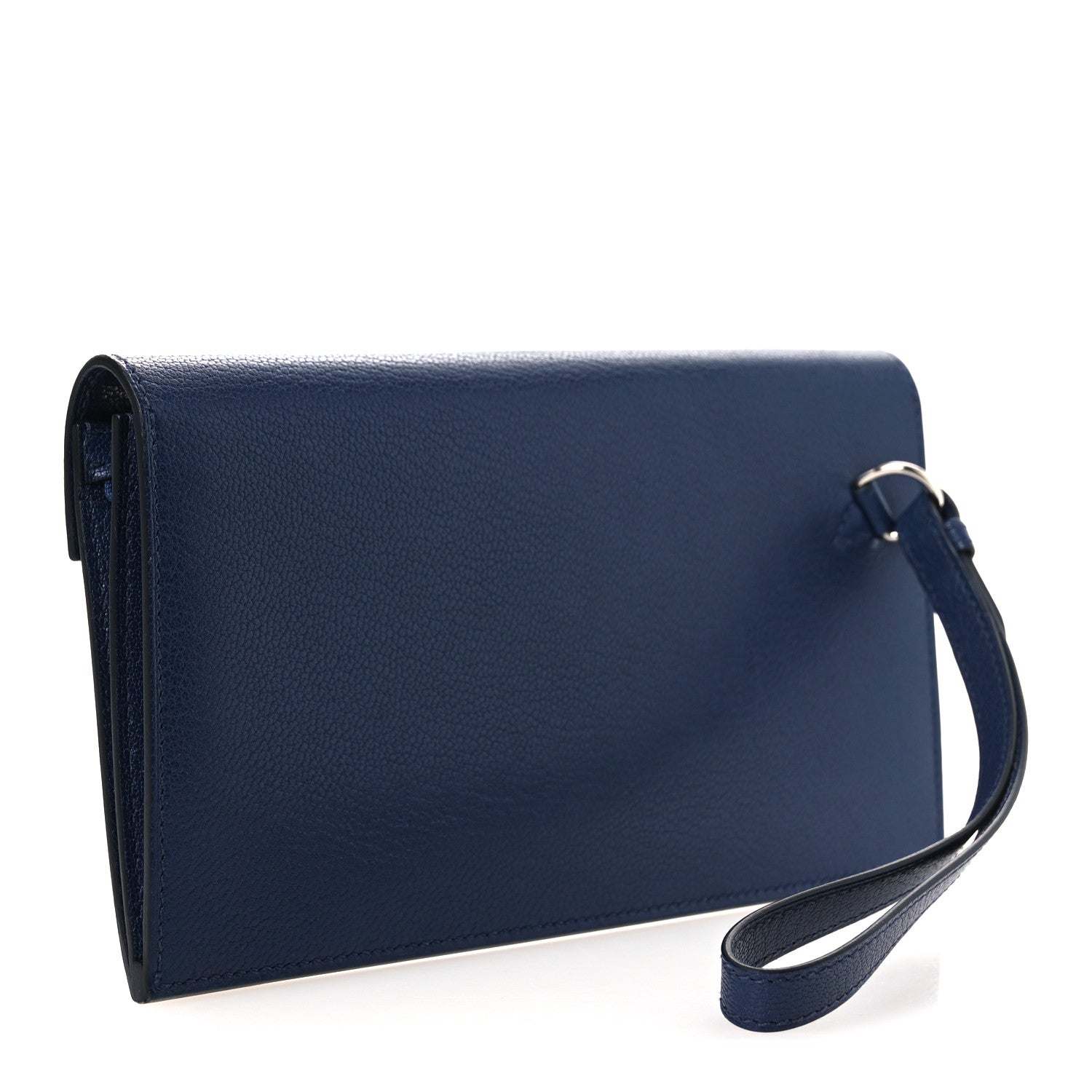 Chevre Chamkila Kelly Pocket Long Wallet Bleu Indigo — view 3