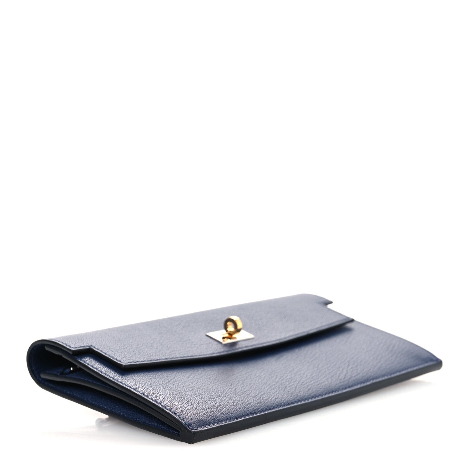 Chevre Chamkila Kelly Pocket Long Wallet Bleu Indigo — view 4