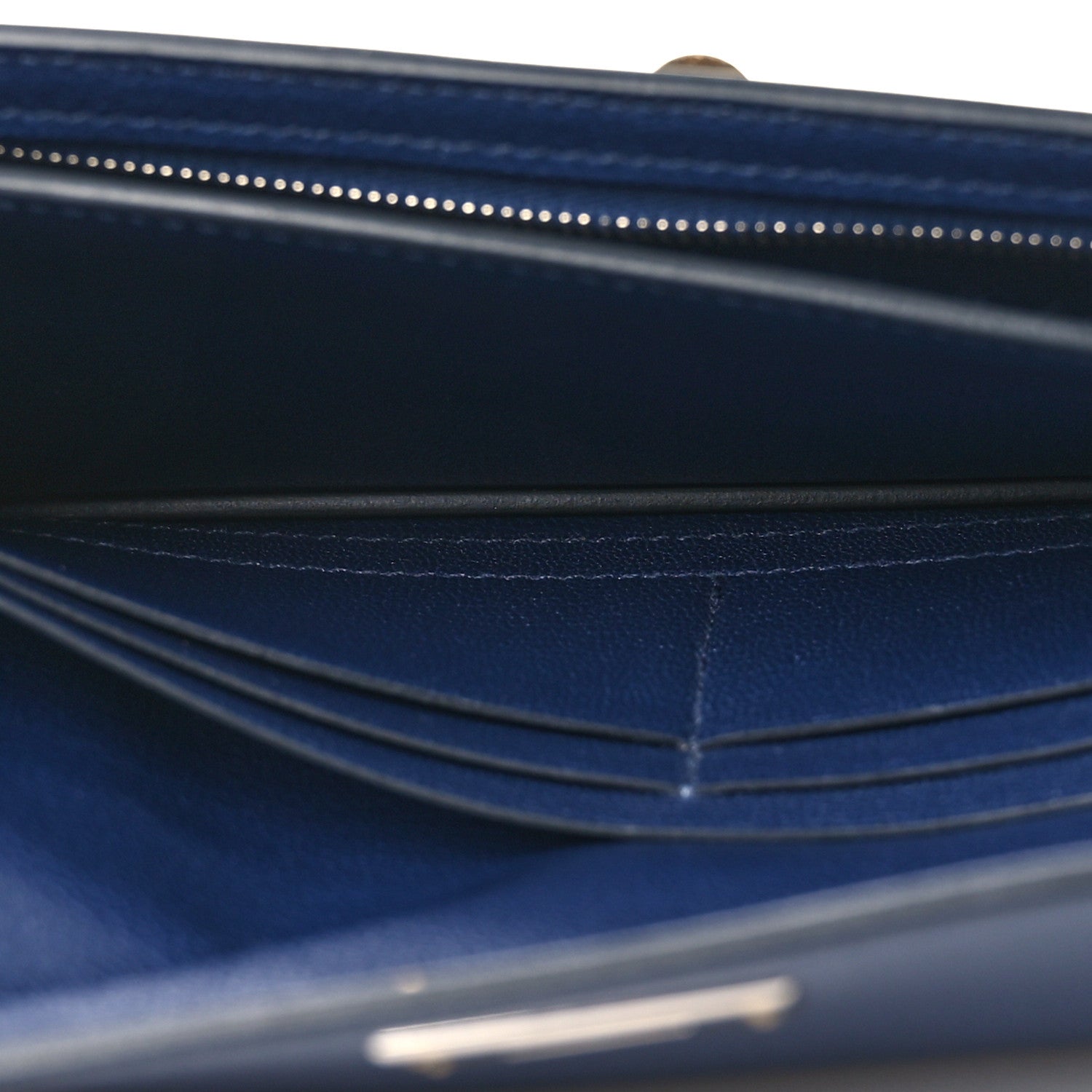 Chevre Chamkila Kelly Pocket Long Wallet Bleu Indigo — view 5