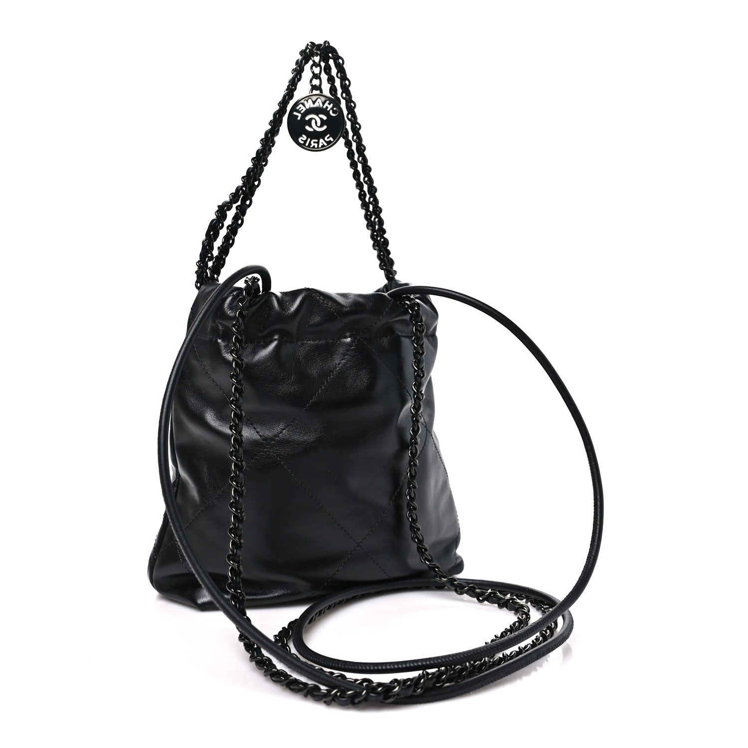 Shiny Calfskin Quilted Mini Chanel 22 So Black — view 3