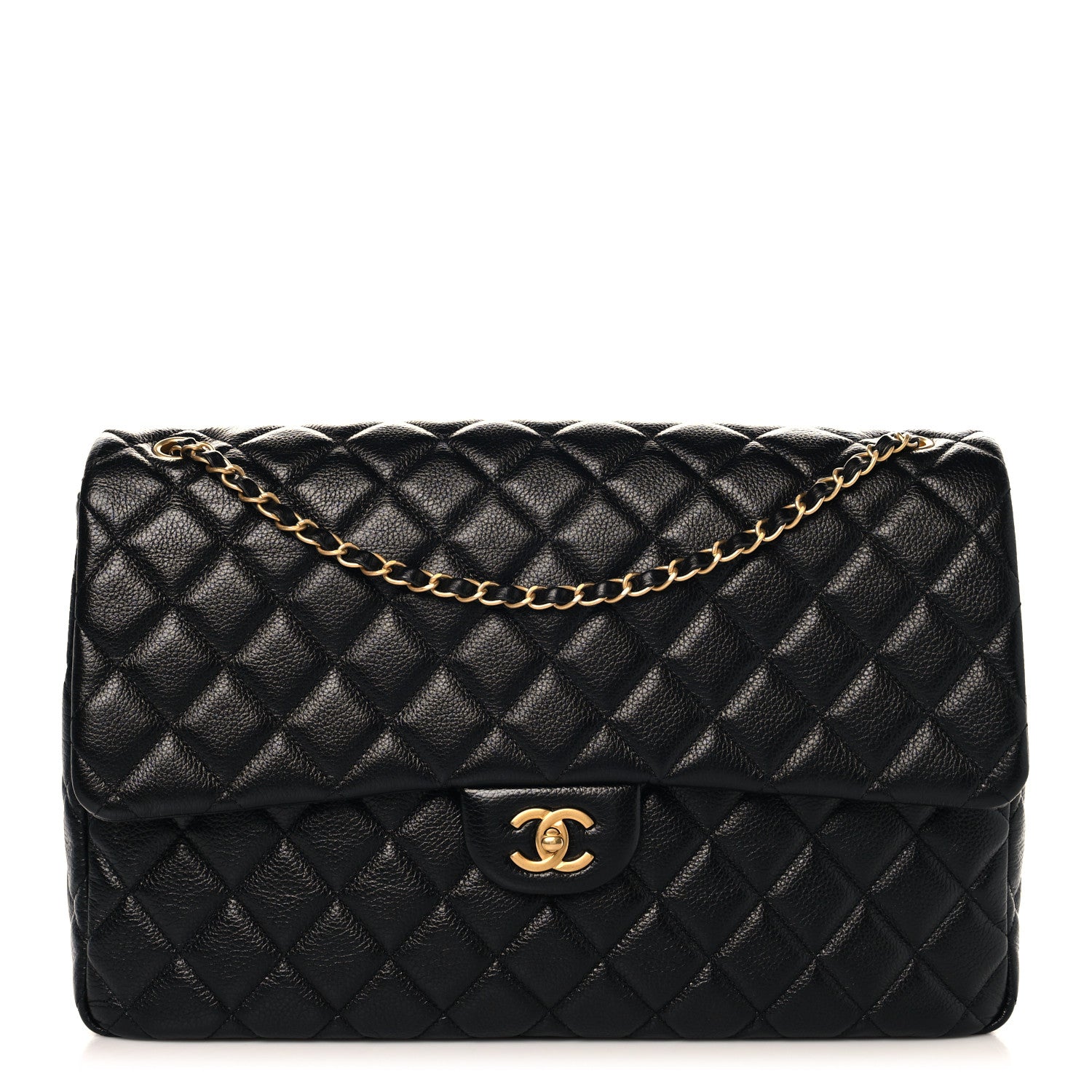 Caviar Quilted XXL Travel Flap Bag Black