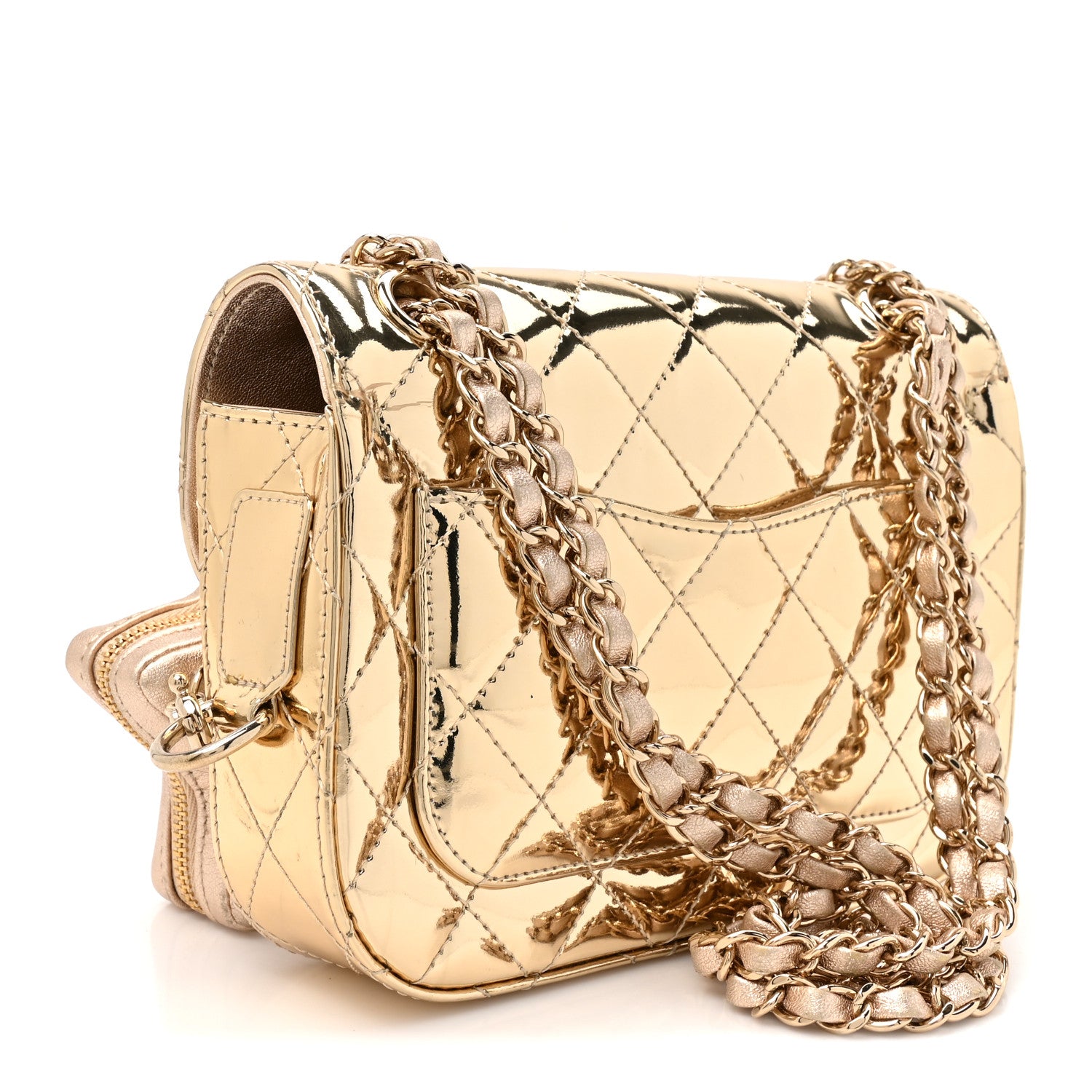 Mirror Calfskin Metallic Calfskin Quilted Hollywood Boulevard Mini Flap With Star Coin Purse Gold — view 4