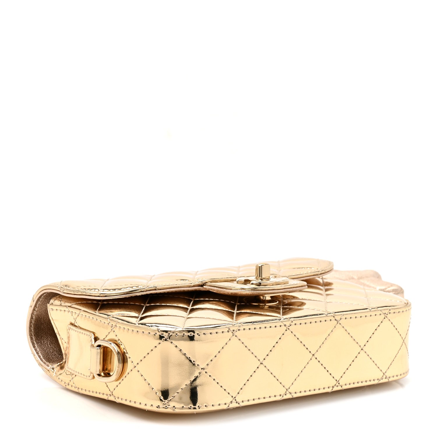 Mirror Calfskin Metallic Calfskin Quilted Hollywood Boulevard Mini Flap With Star Coin Purse Gold — view 5