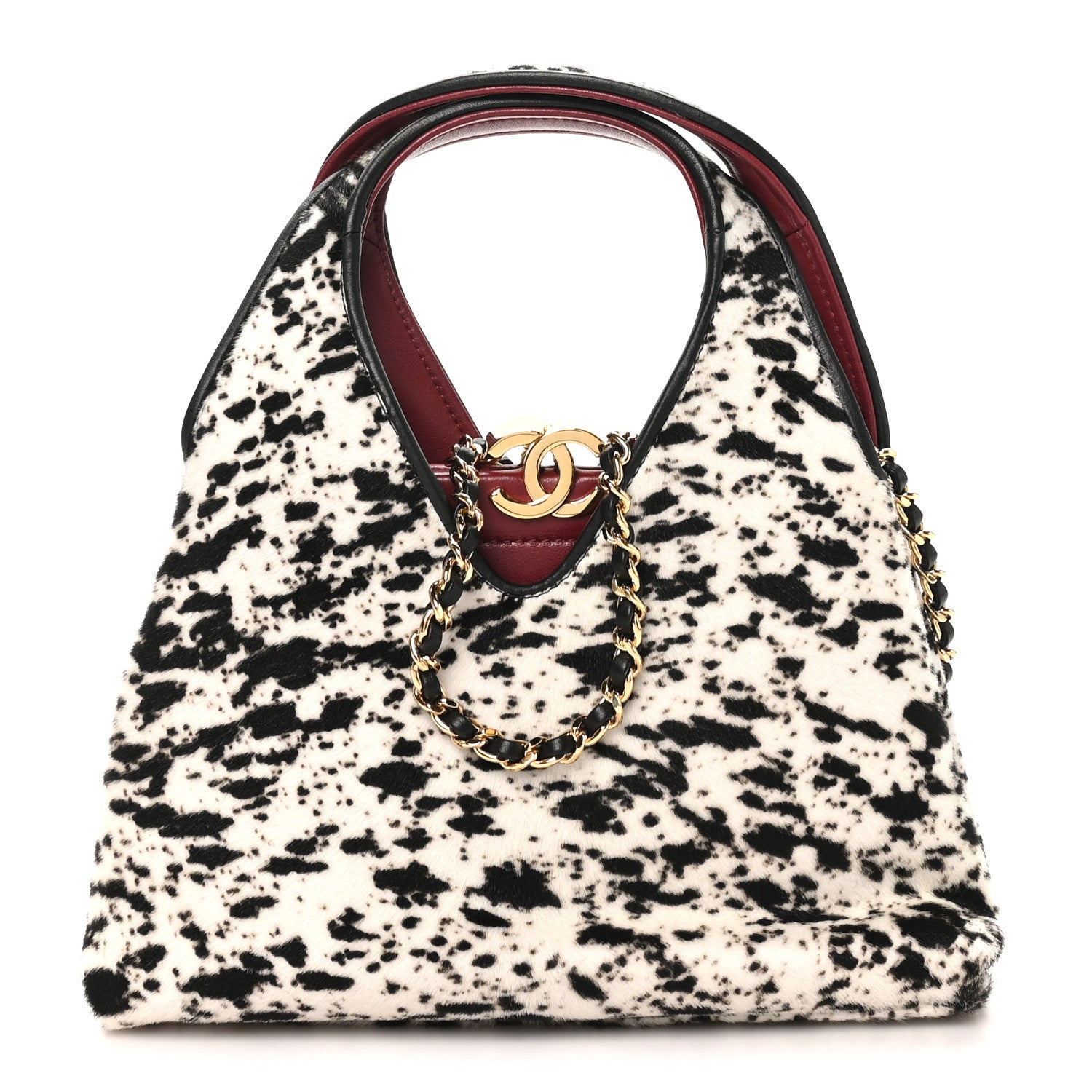 Pony Hair Printed Chic Lady Small Shopping Tote White Black