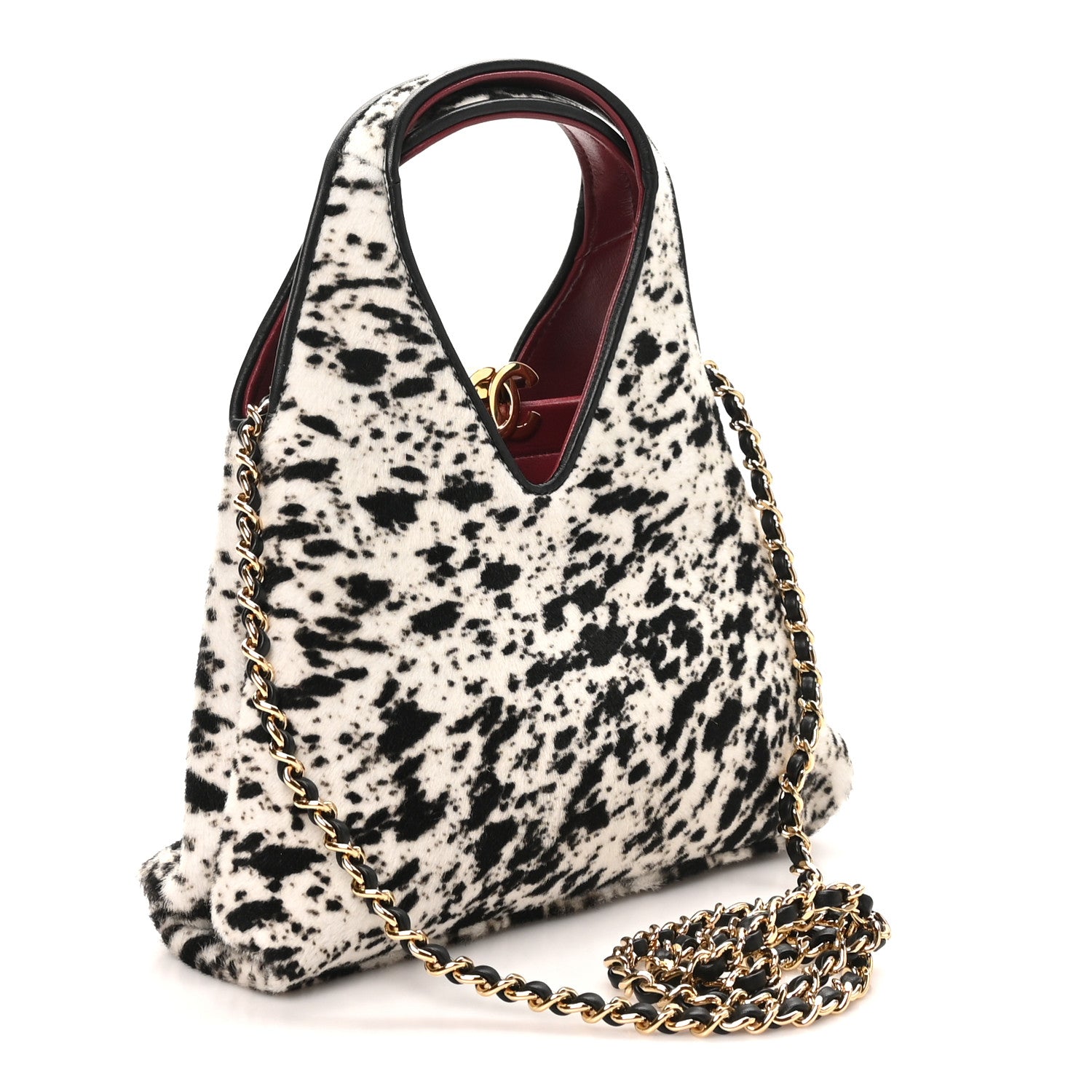 Pony Hair Printed Chic Lady Small Shopping Tote White Black — view 3