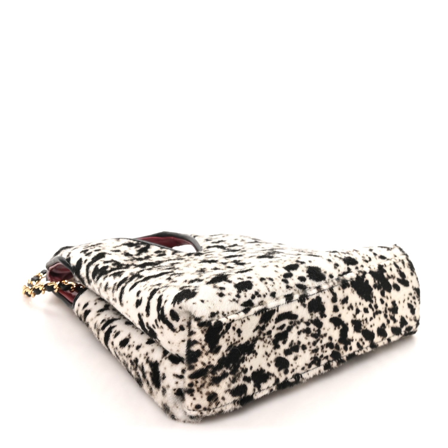 Pony Hair Printed Chic Lady Small Shopping Tote White Black — view 4