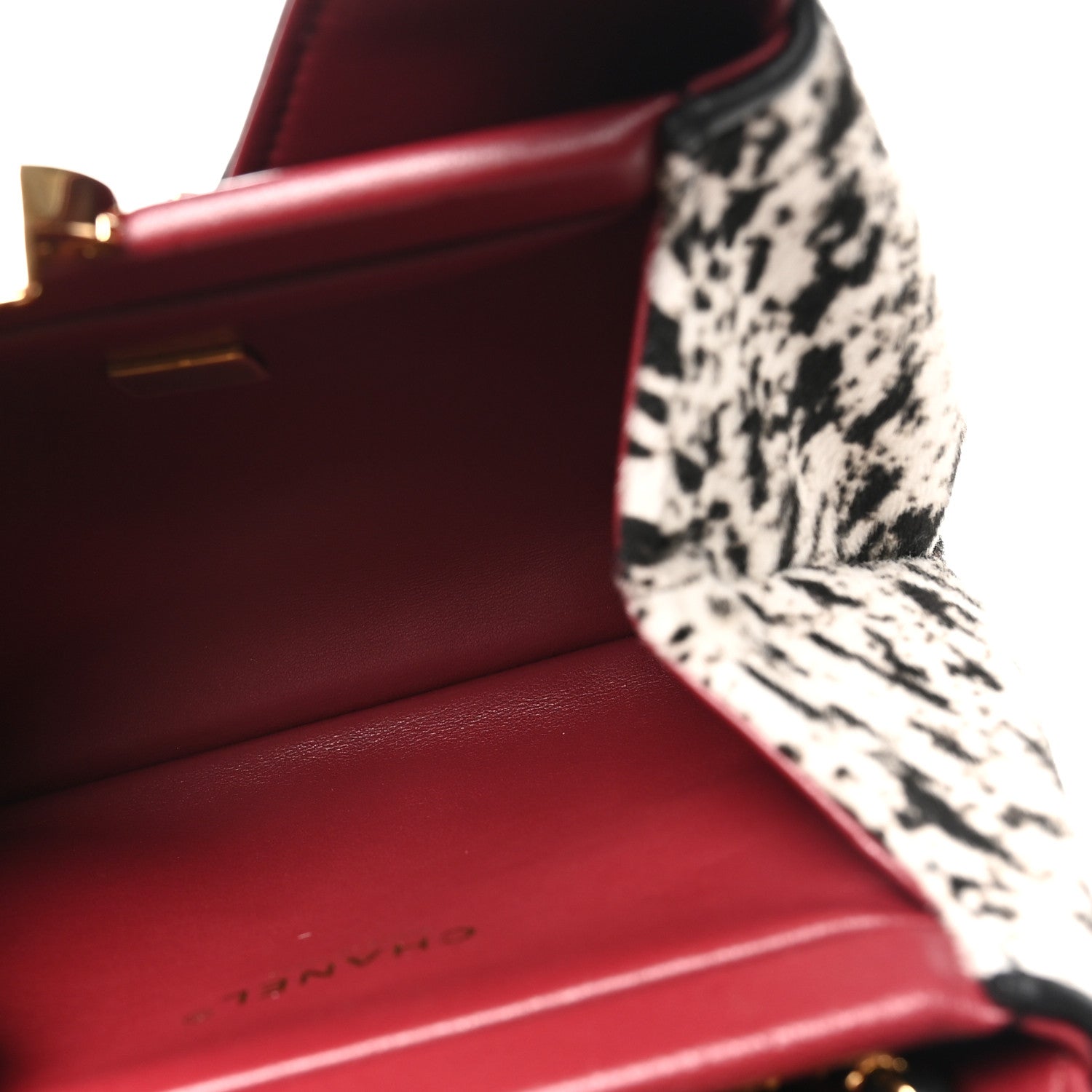 Pony Hair Printed Chic Lady Small Shopping Tote White Black — view 5