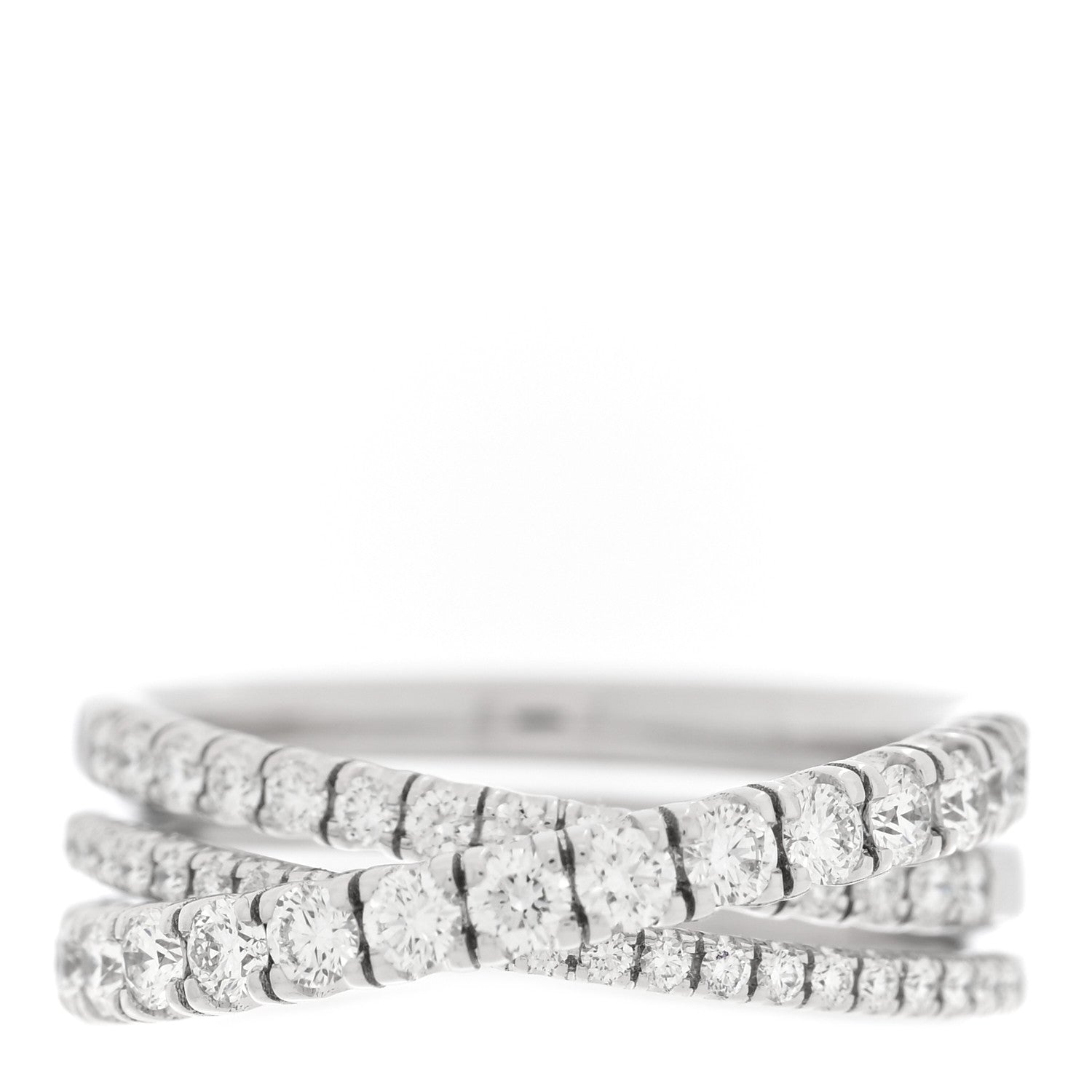 18K White Gold Diamond Etincelle de Cartier Semi Paved Ring 52 6