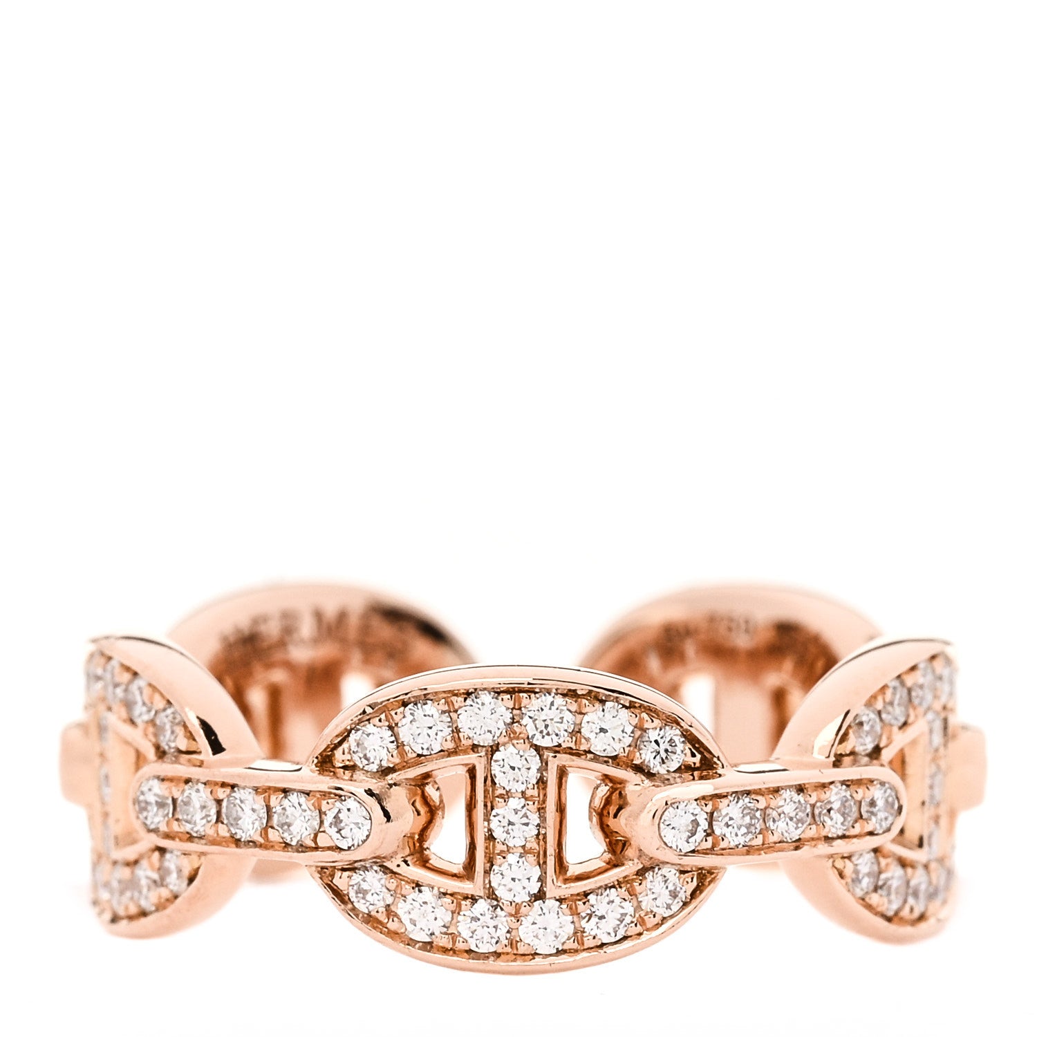 18K Rose Gold Diamond PM d'Ancre Enchainee Ring 52 6