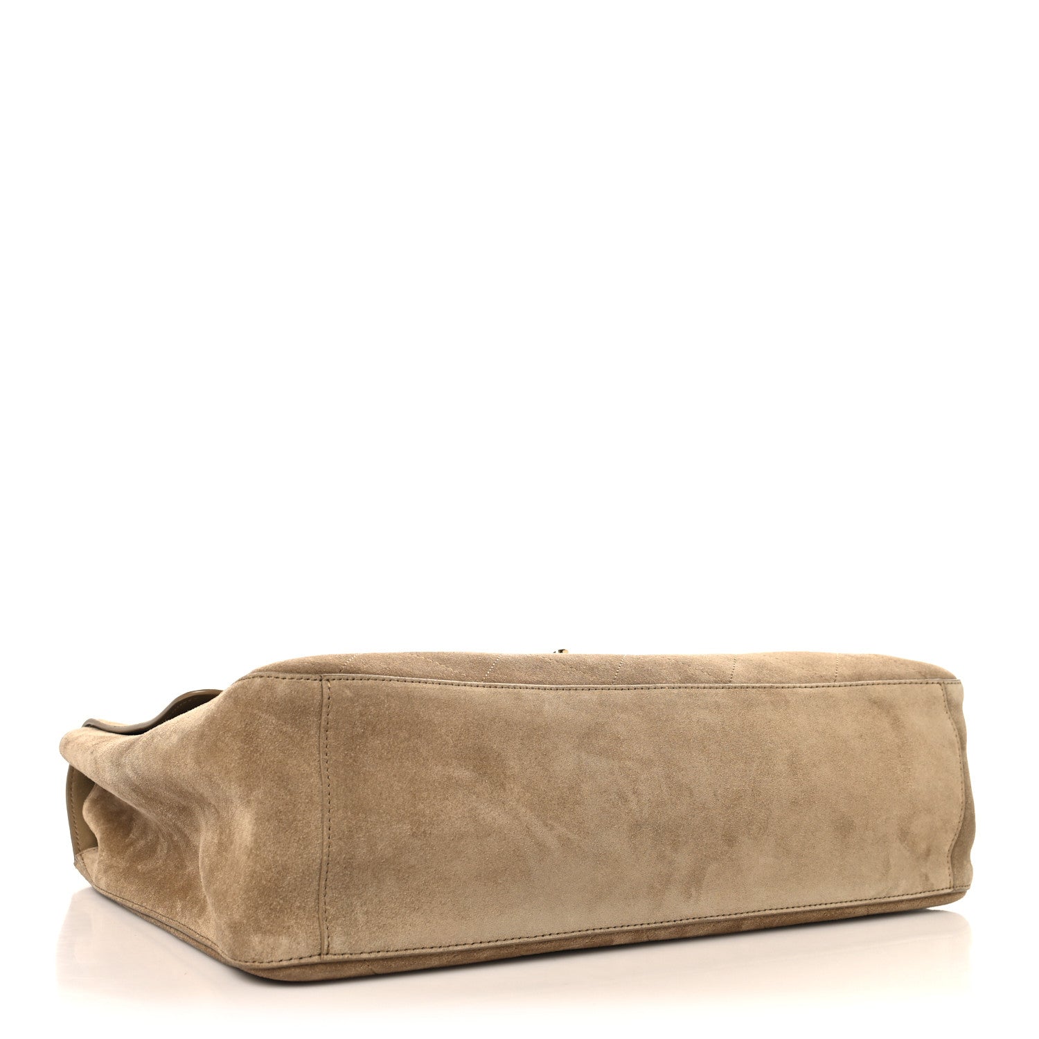 Suede Calfskin Souplissimo Maxi Flap Dark Beige — view 4