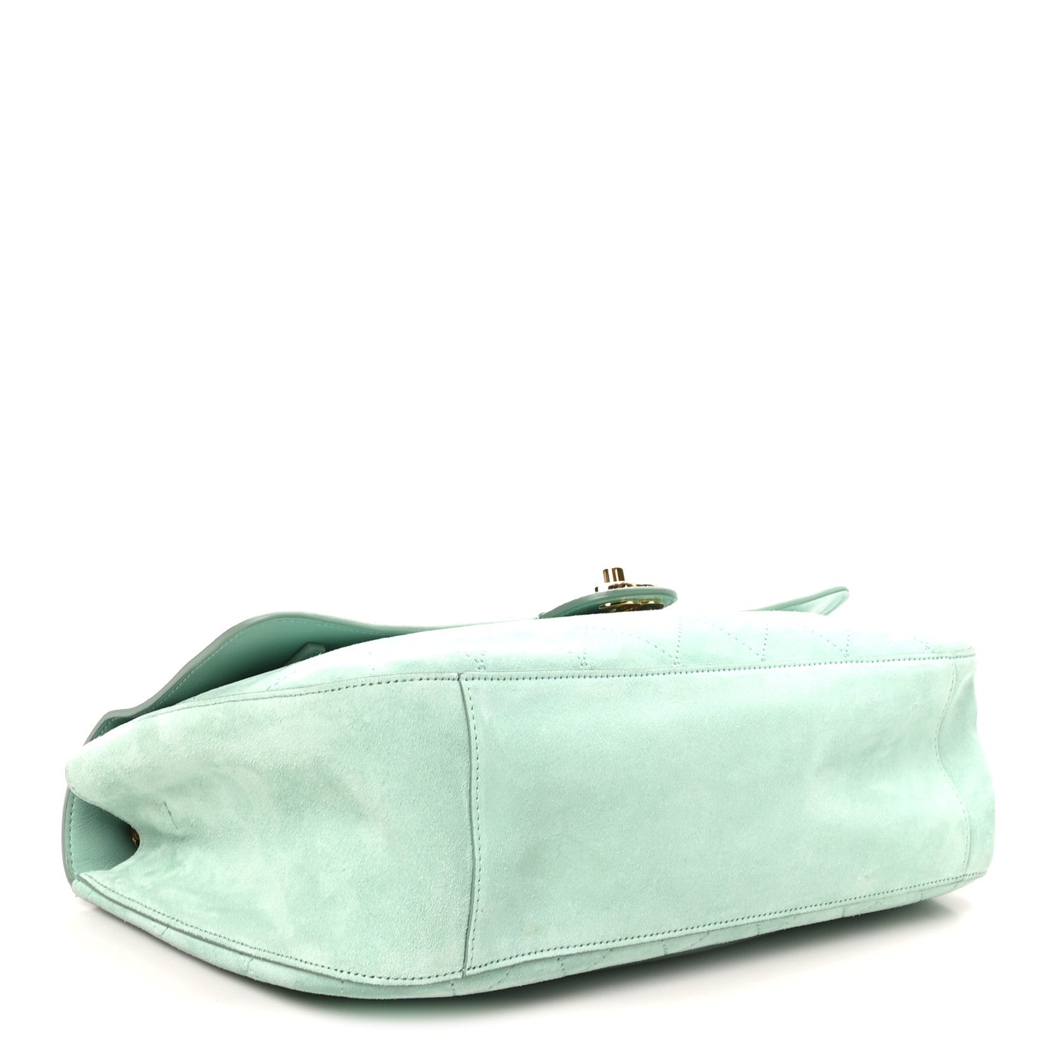 Suede Calfskin Small Souplissimo Maxi Flap Green — view 4