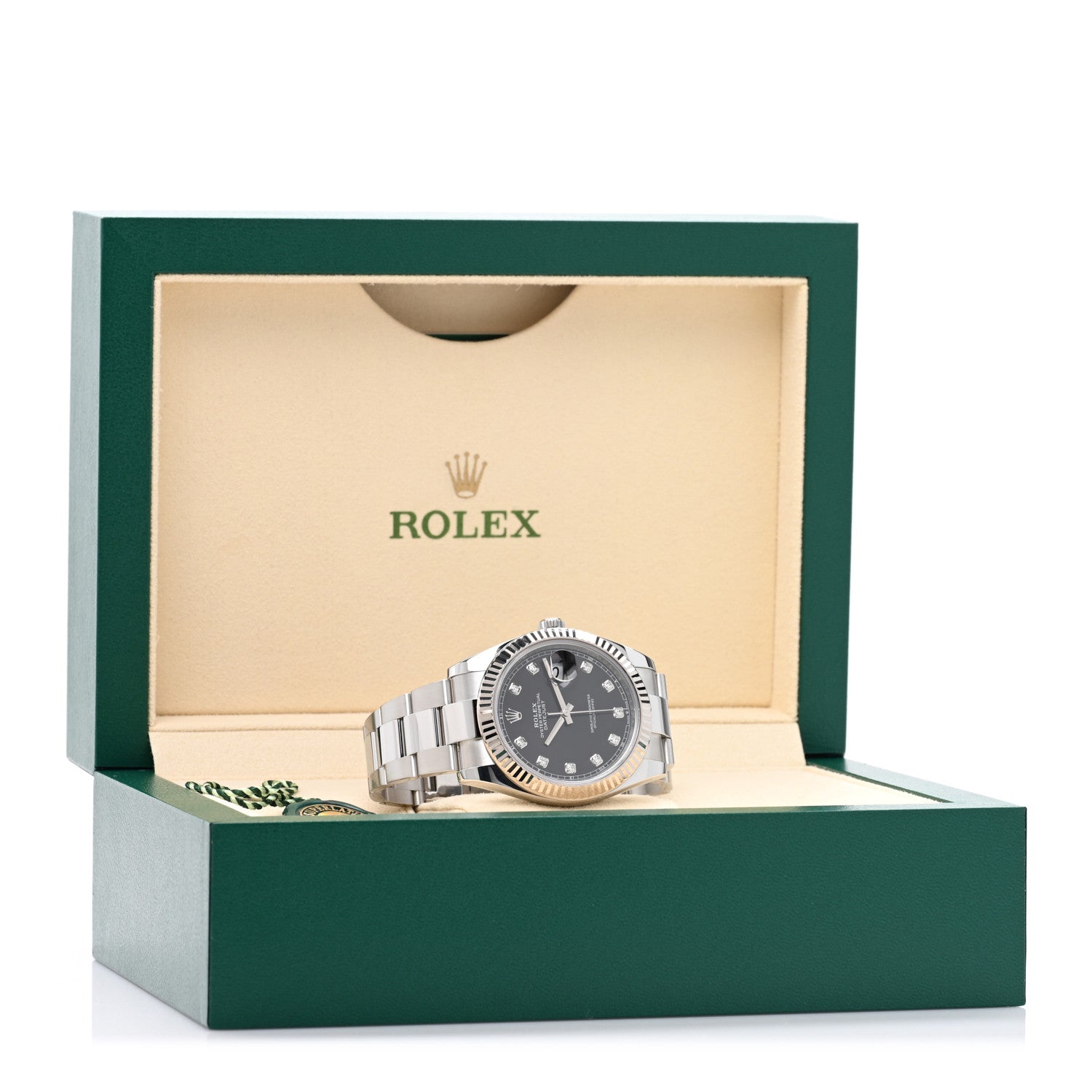 Stainless Steel 18K White Gold Diamond 41mm Oyster Perpetual Datejust Watch Black 126334 — view 5