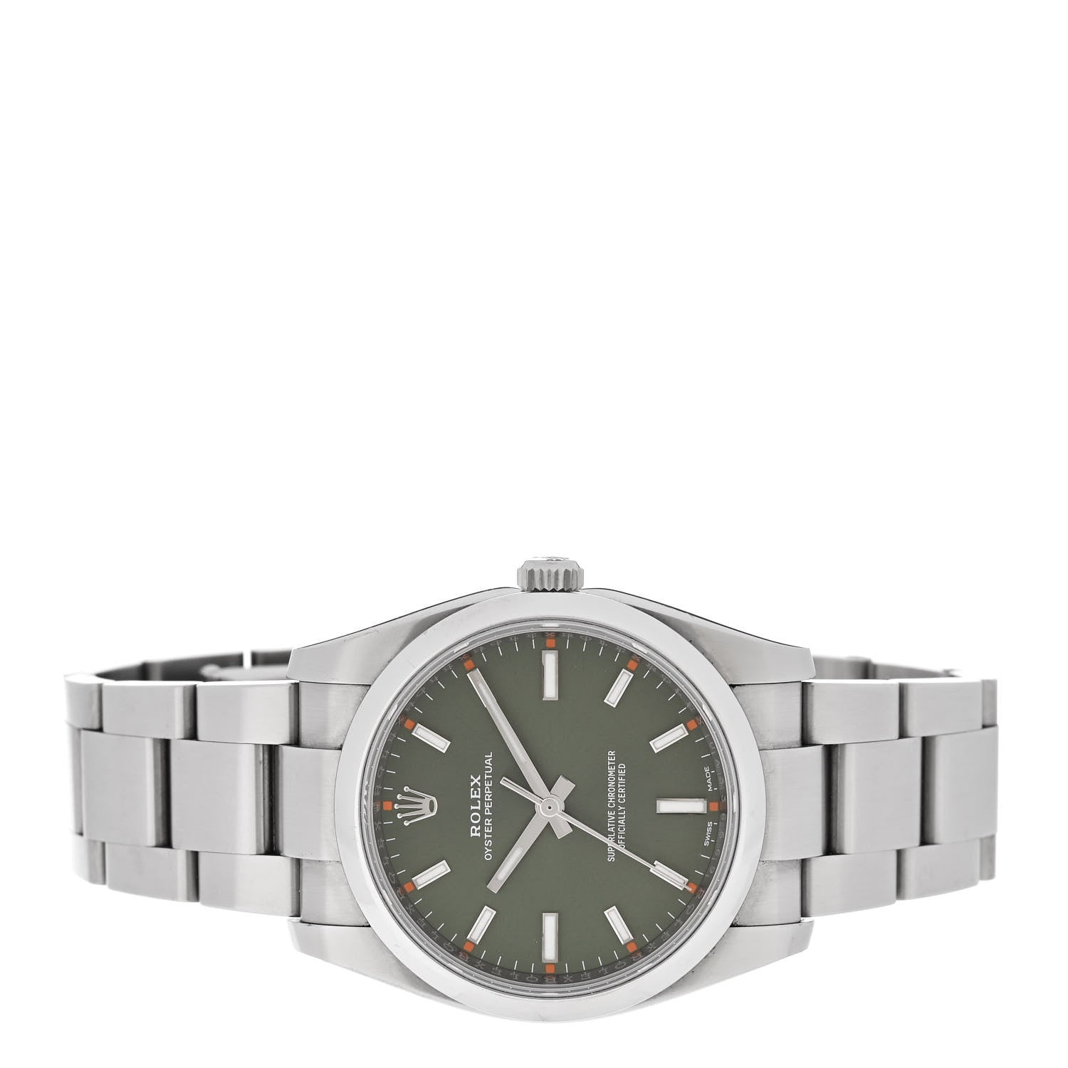 Stainless Steel 34mm Oyster Perpetual Watch Olive Green 114200 — view 2