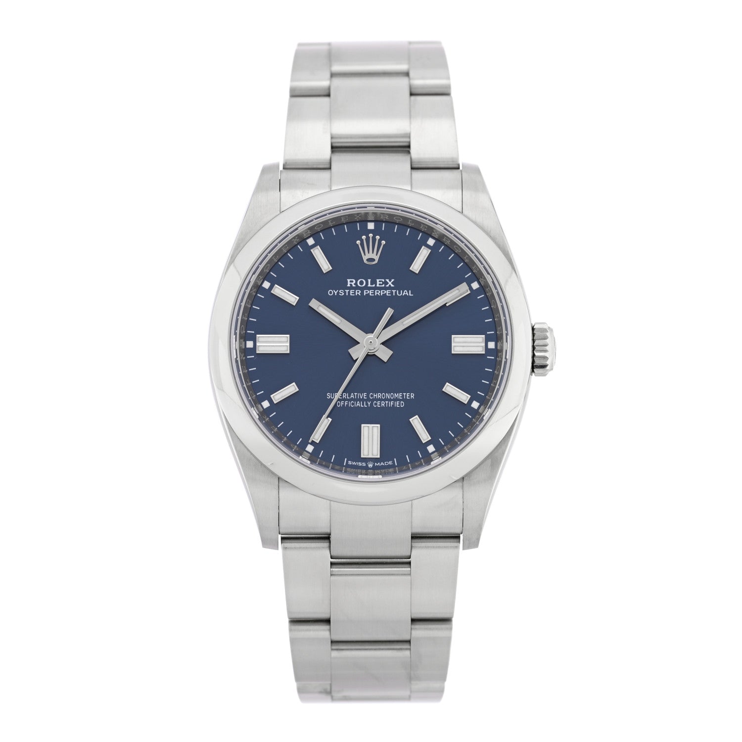 Stainless Steel 36mm Oyster Perpetual Watch Bright Blue 126000