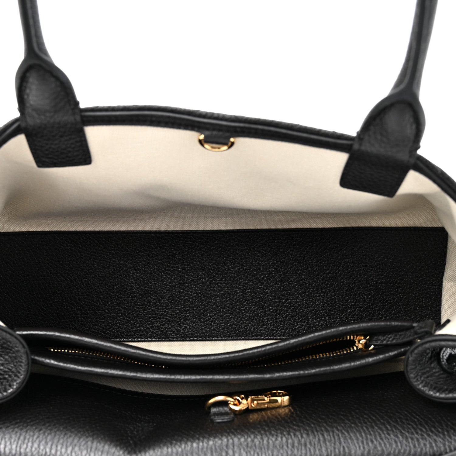 Grained Calfskin Stitched Urban Essentials Small Shopping Bag Black — view 5