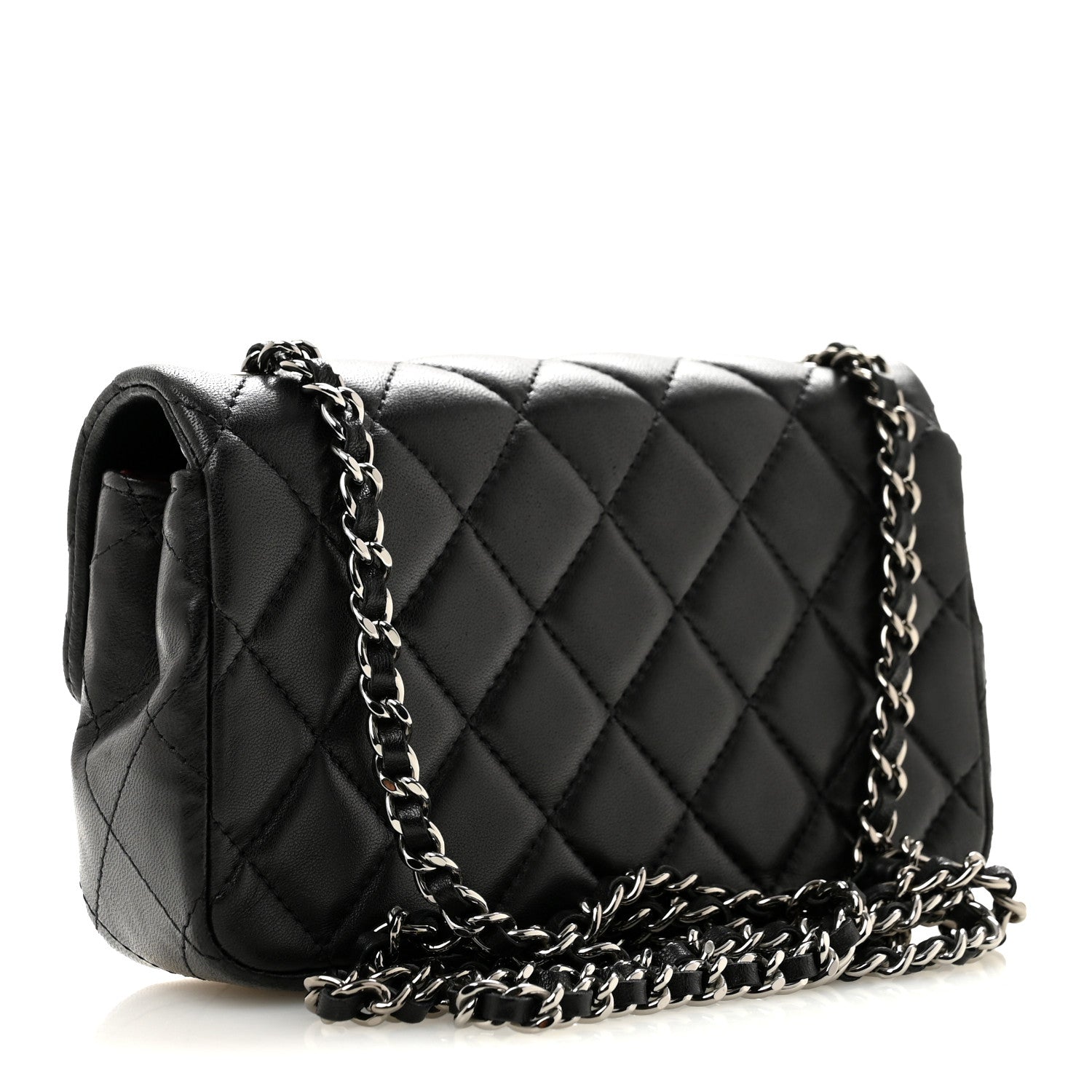 Lambskin Quilted Extra Mini Rectangular Flap Black — view 3