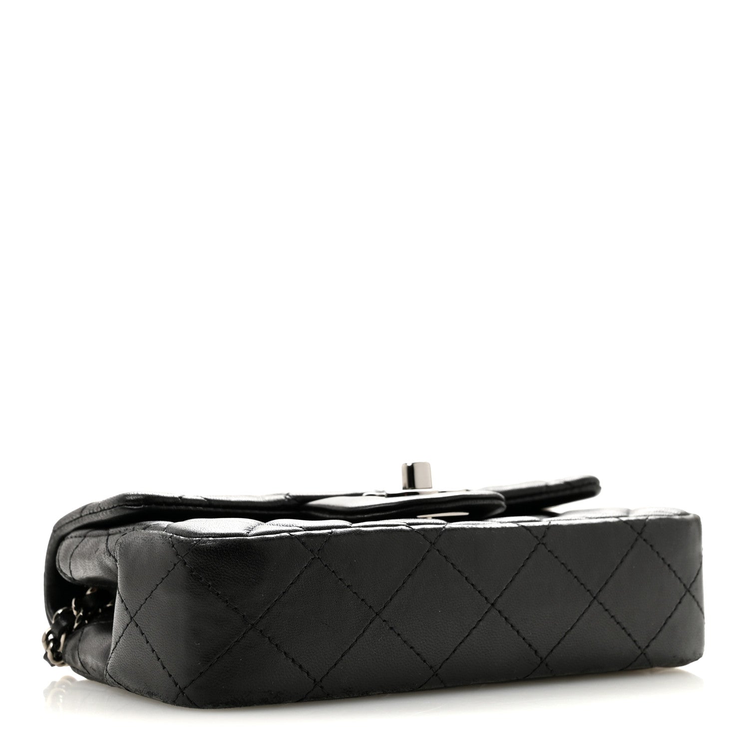 Lambskin Quilted Extra Mini Rectangular Flap Black — view 4