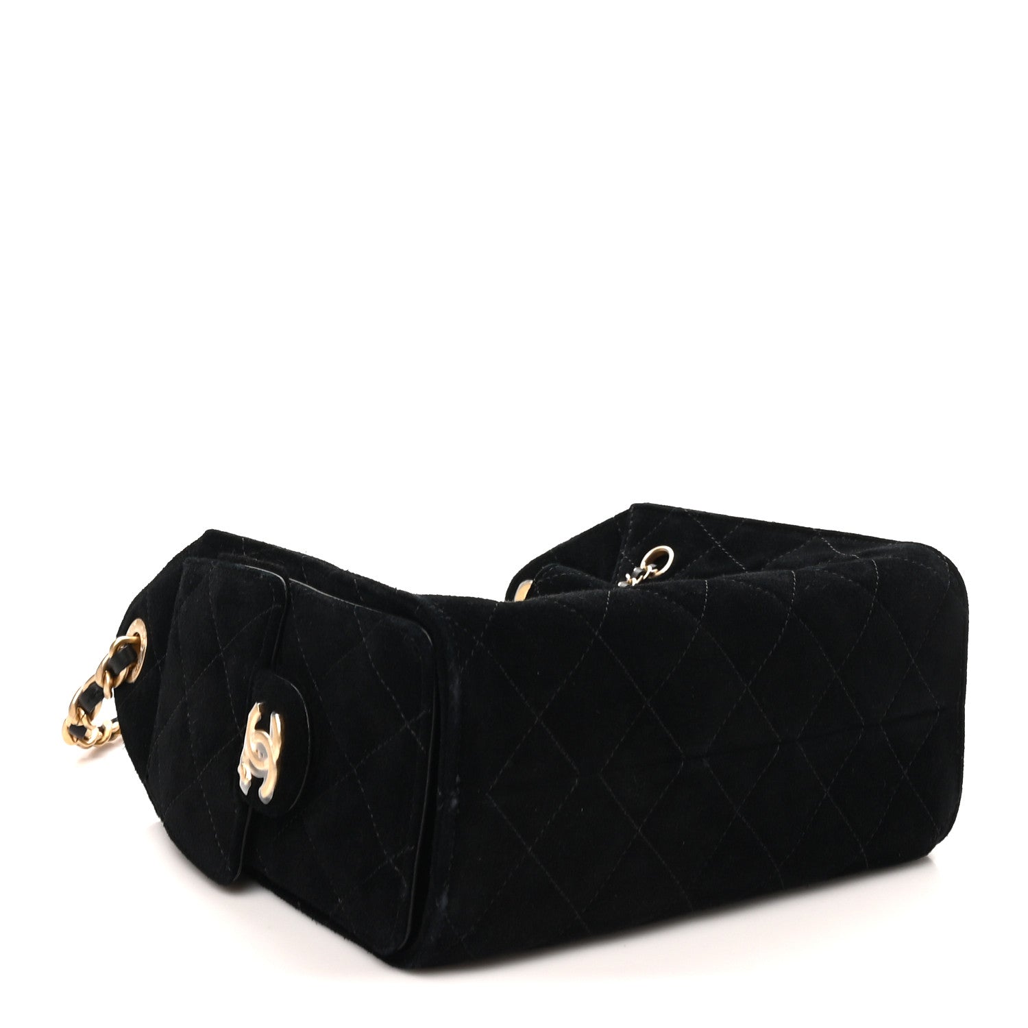 Suede Quilted Mini Chanel 25 Handbag Black — view 4