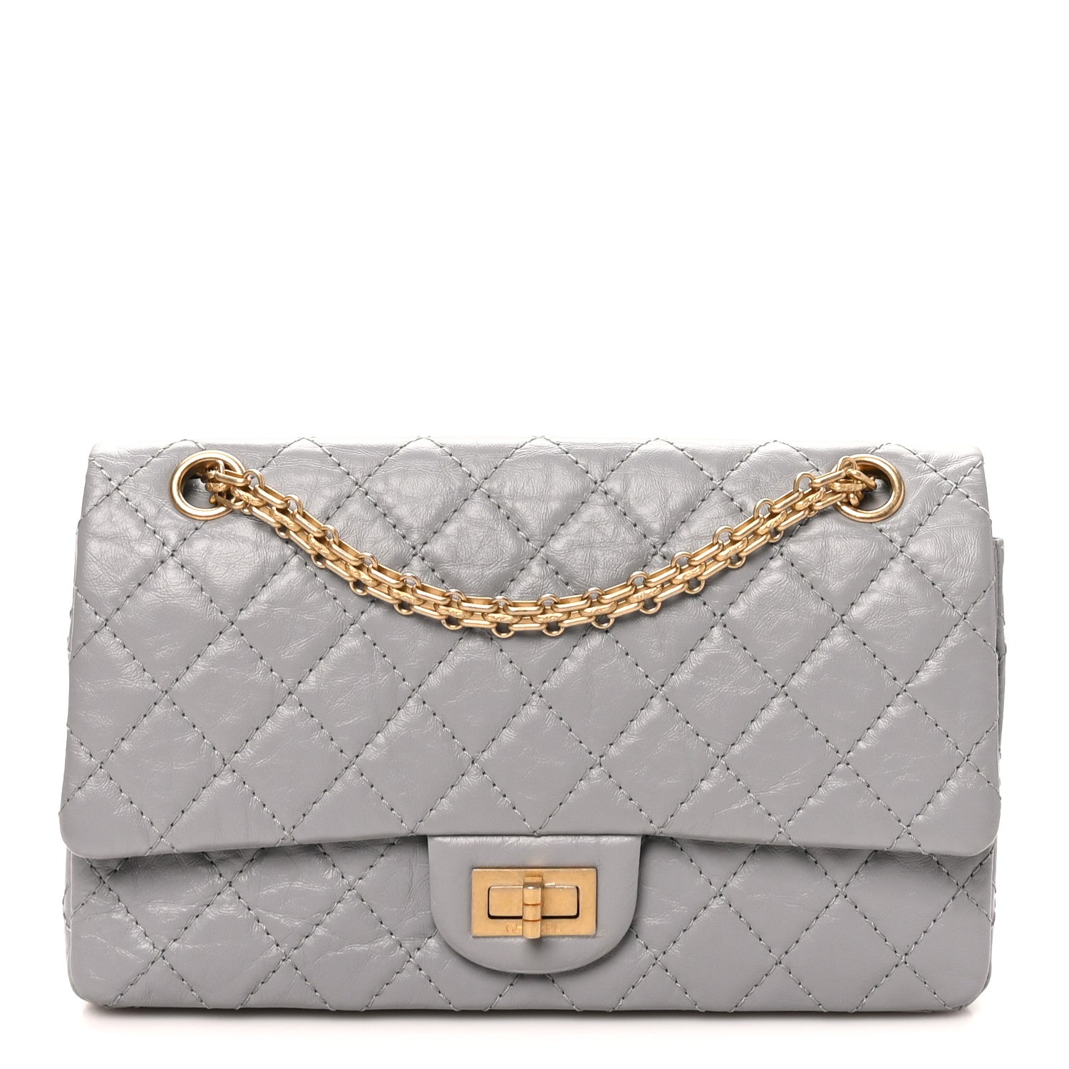 Aged Calfskin Quilted 2.55 Reissue 225 Flap Grey