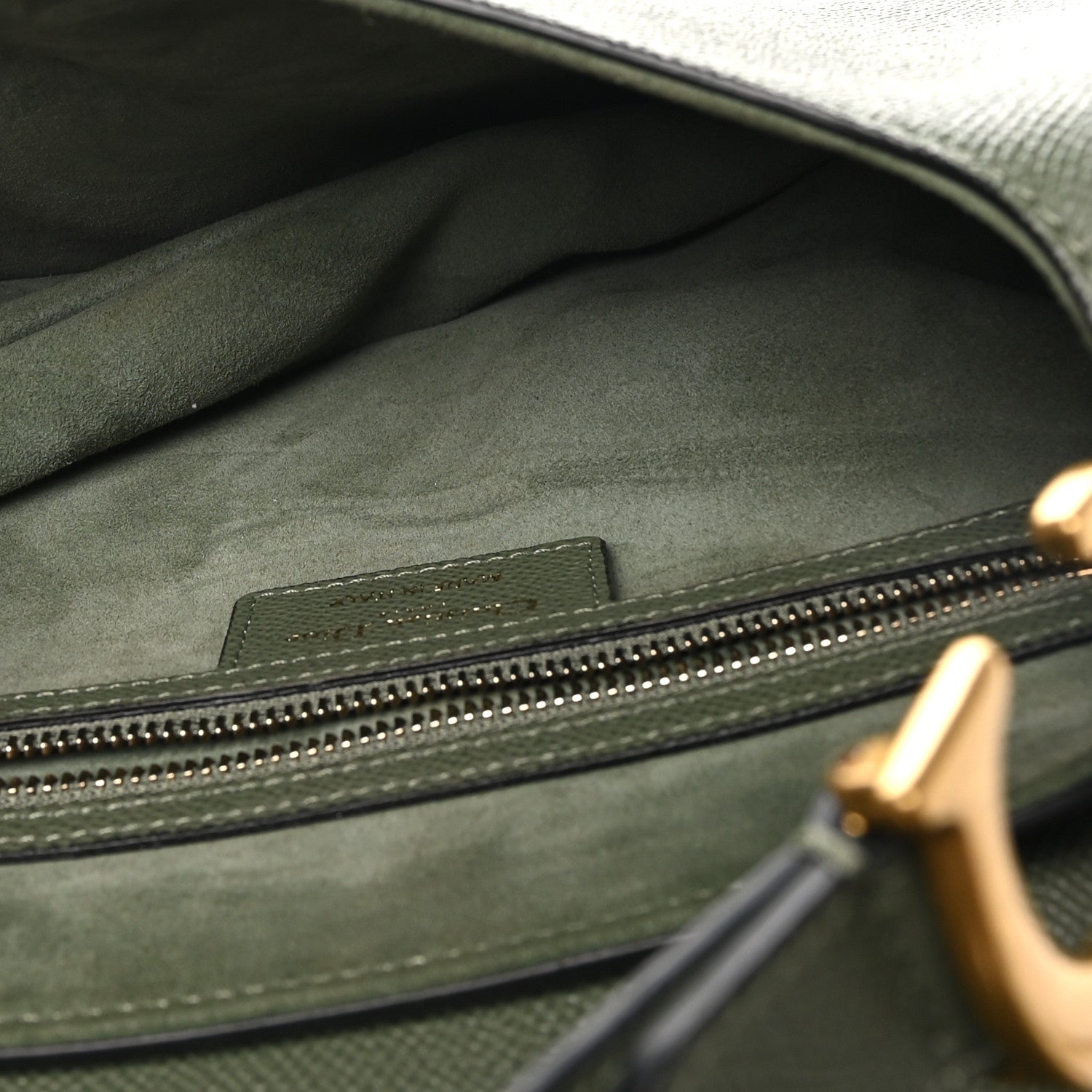 Grained Calfskin Saddle Bag With Strap Sage Green — view 5