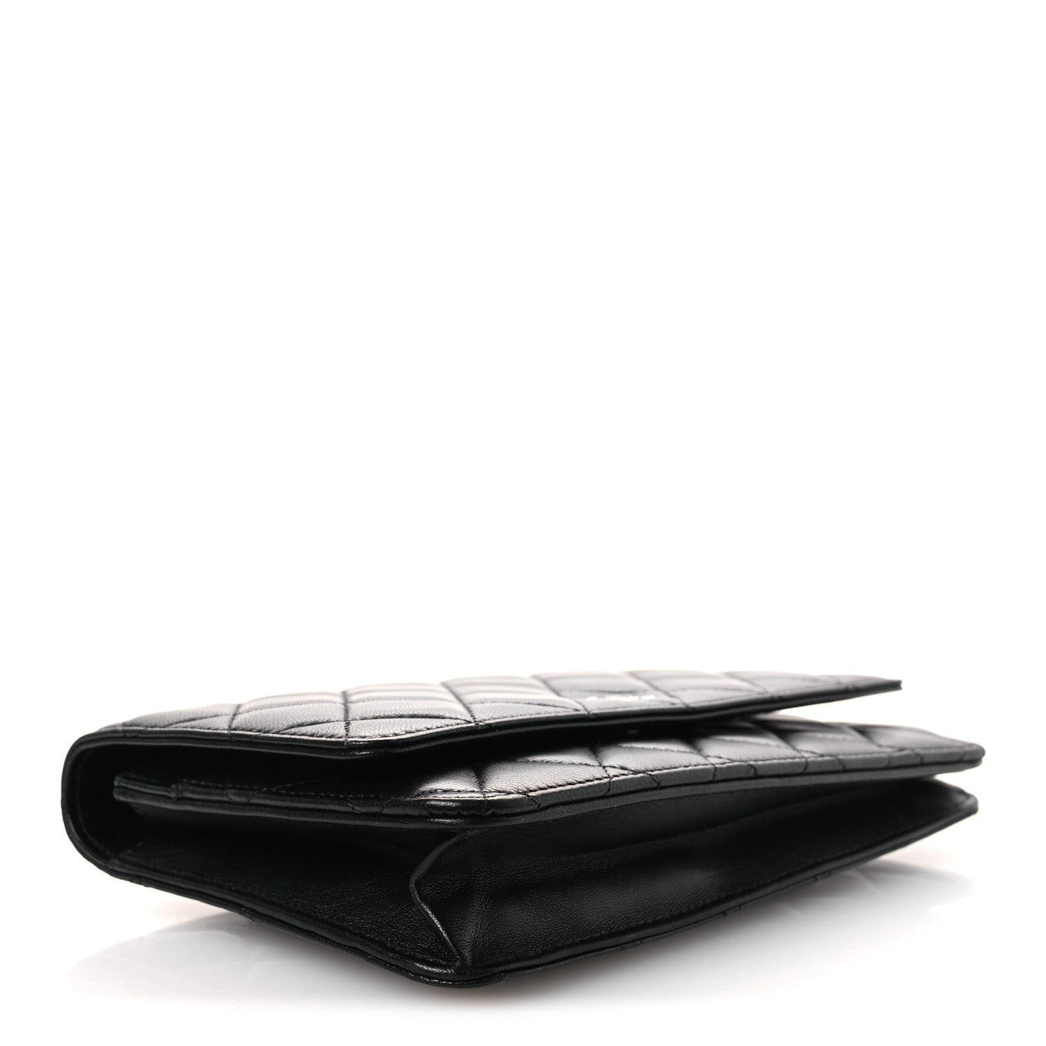 Lambskin Quilted Wallet On Chain WOC Black — view 4